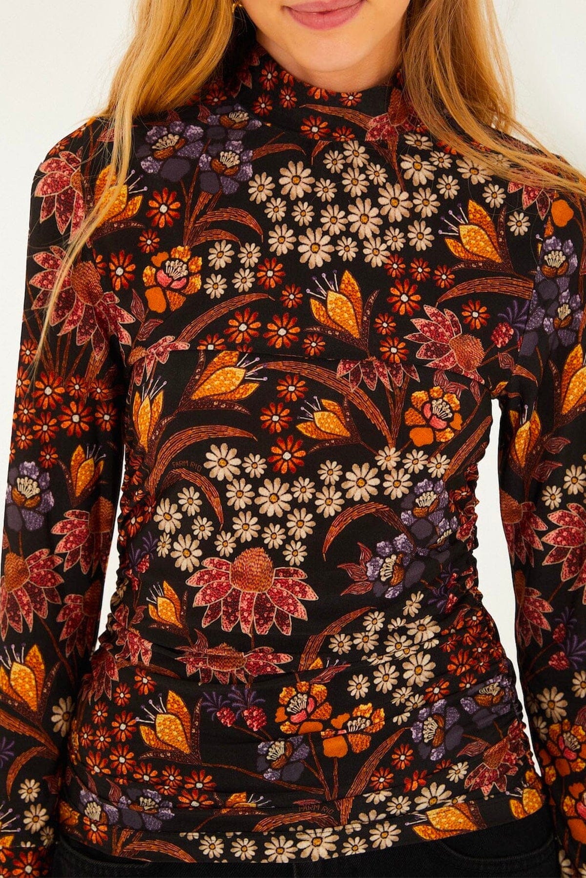 FARM RIO BLUSA Lili black jersey blouse Farm Rio