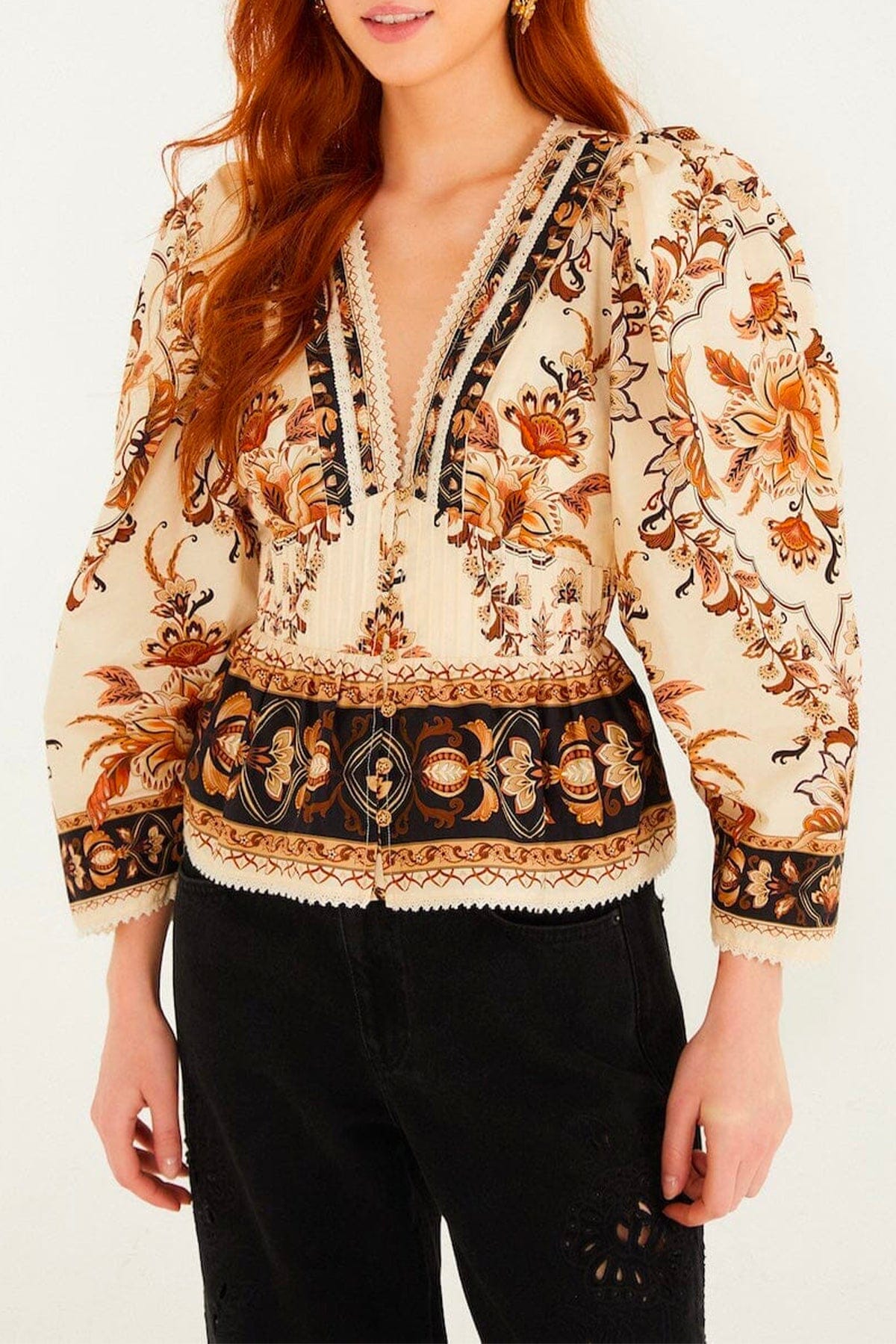 FARM RIO BLUSA Majestic garden sand blouse Farm Rio