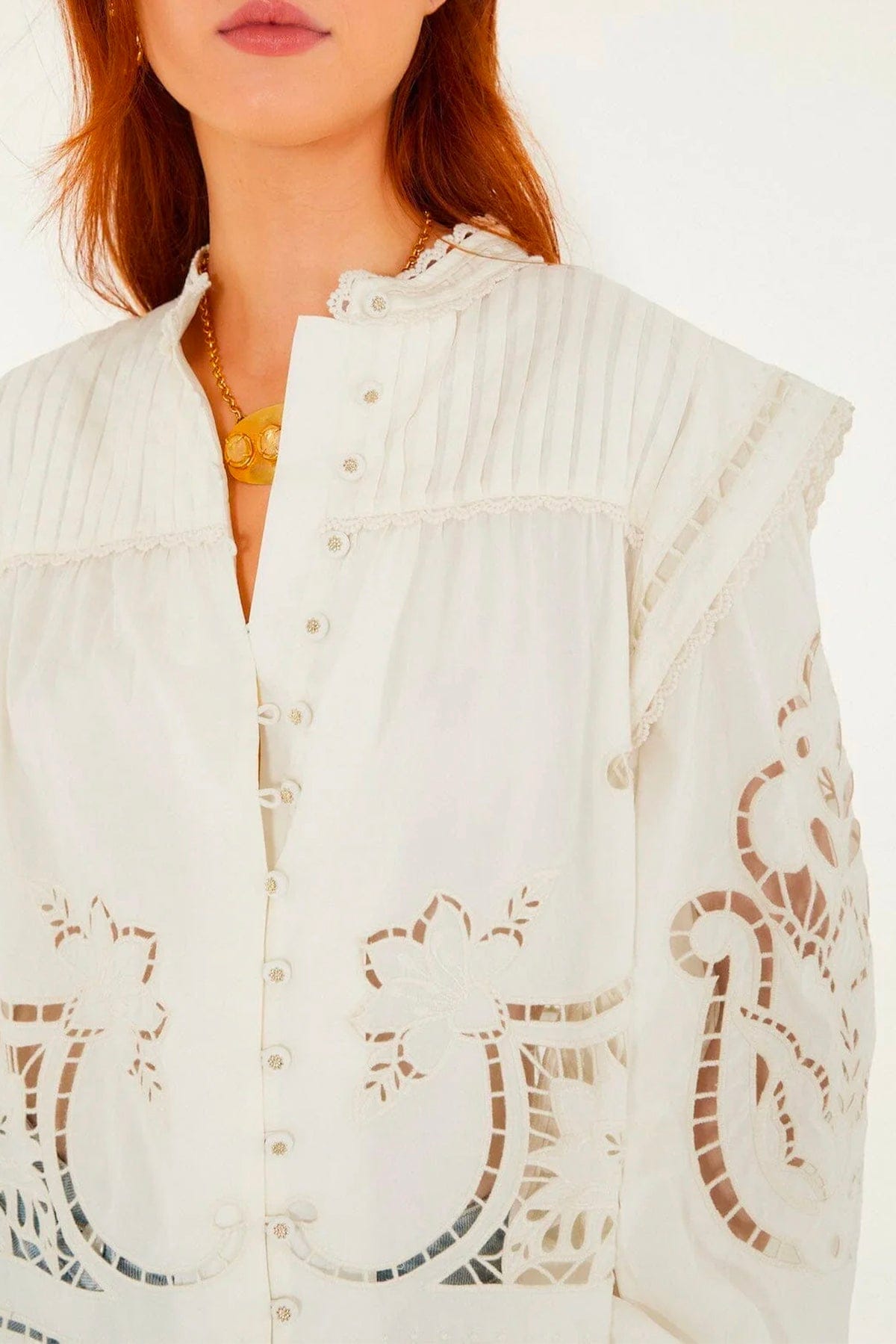 FARM RIO BLUSA Off-white richelieu blouse Farm Rio