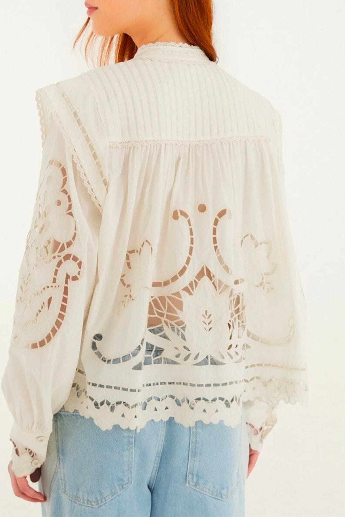 FARM RIO BLUSA BIANCO / XXS Off-white richelieu blouse Farm Rio