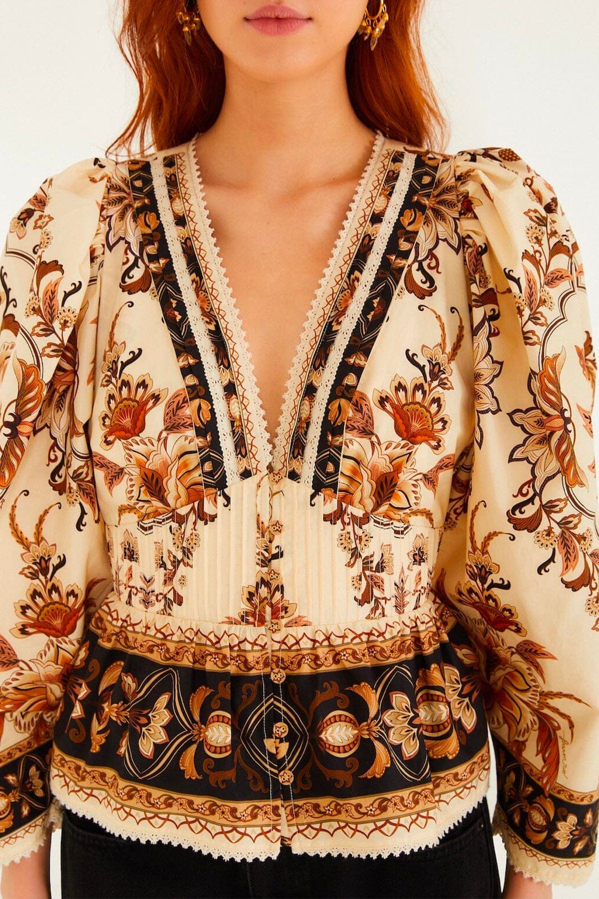 FARM RIO BLUSA SABBIA / XXS Majestic garden sand blouse Farm Rio