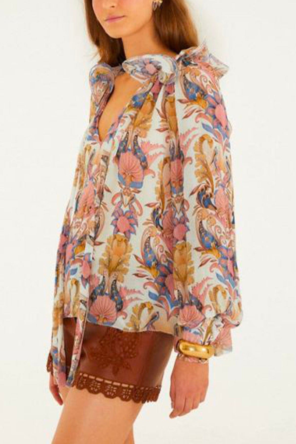 FARM RIO BLUSA Sea garden off-white longs sleeve blouse Farm Rio