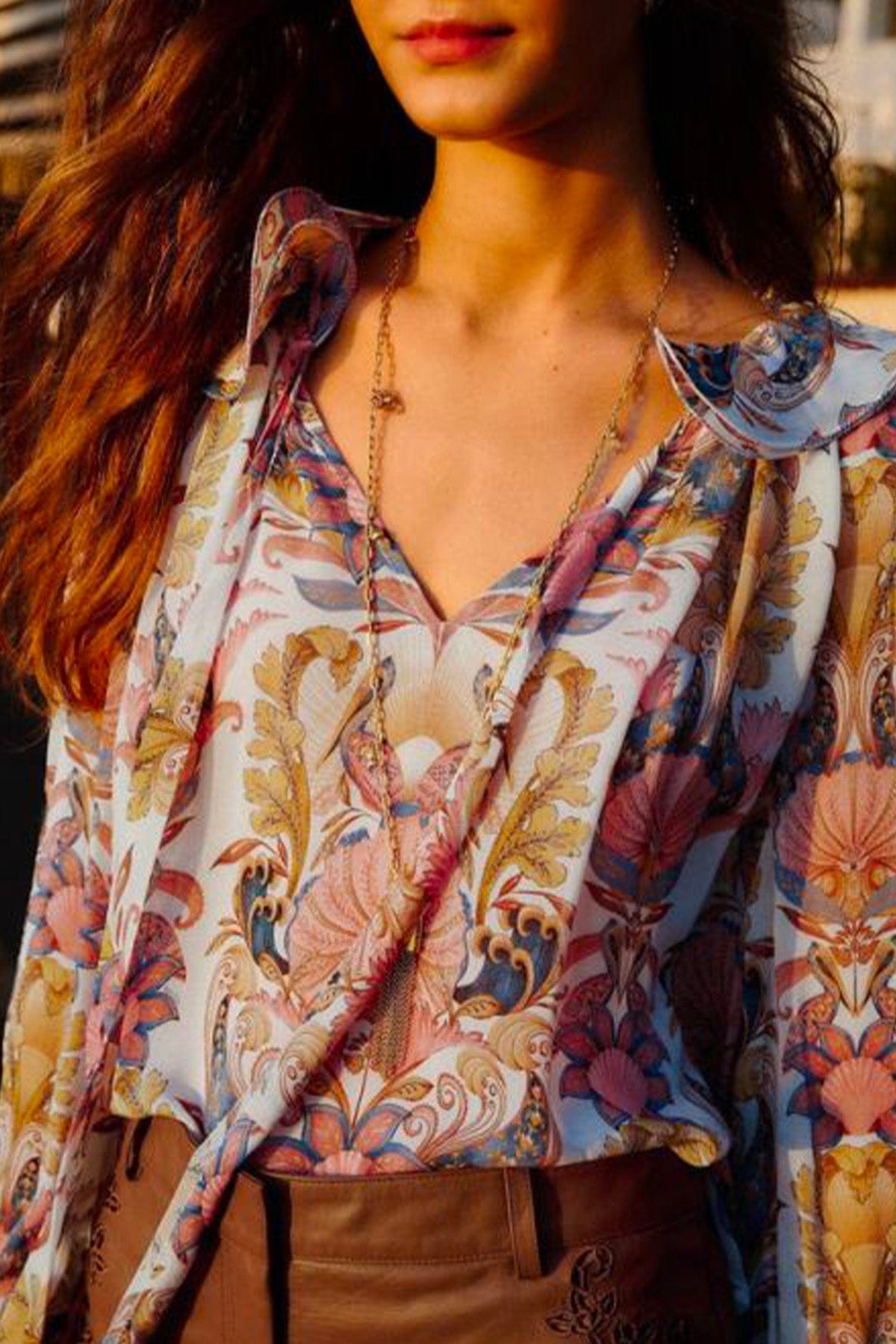FARM RIO BLUSA Sea garden off-white longs sleeve blouse Farm Rio