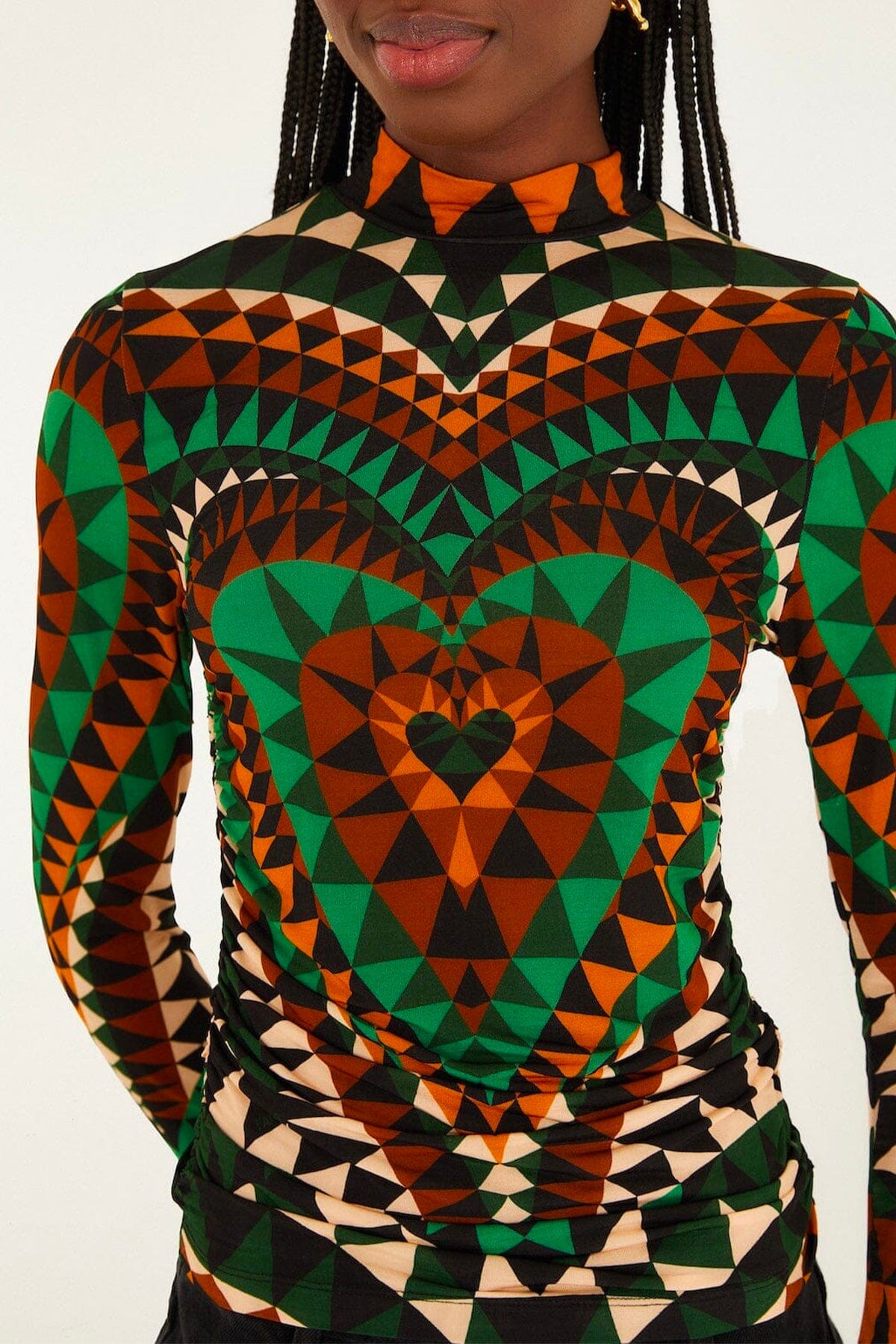 FARM RIO BLUSA VERDE / XXS Heart deco green jersey blouse Farm Rio
