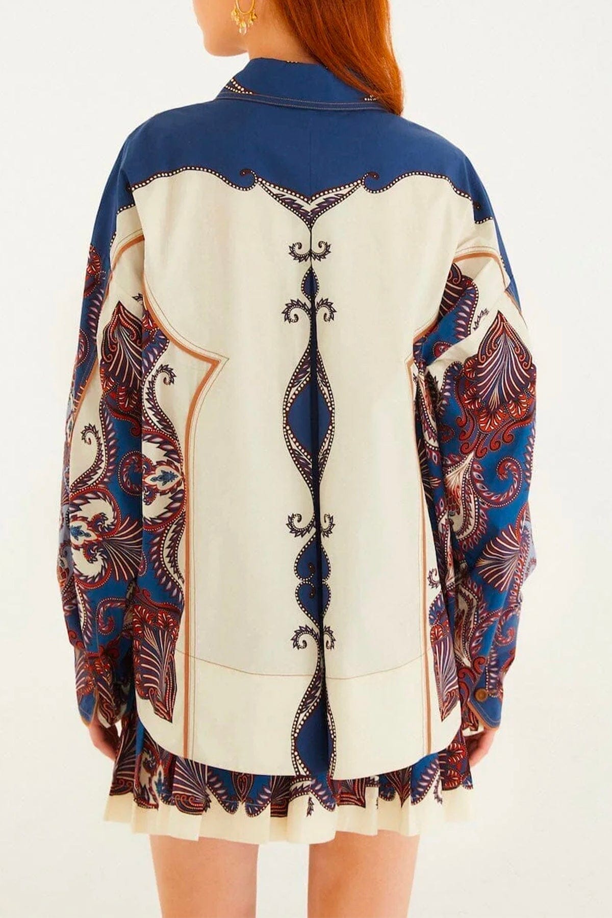 FARM RIO CAMICIA  Arabesque scarf sand long sleeve shirt Farm Rio