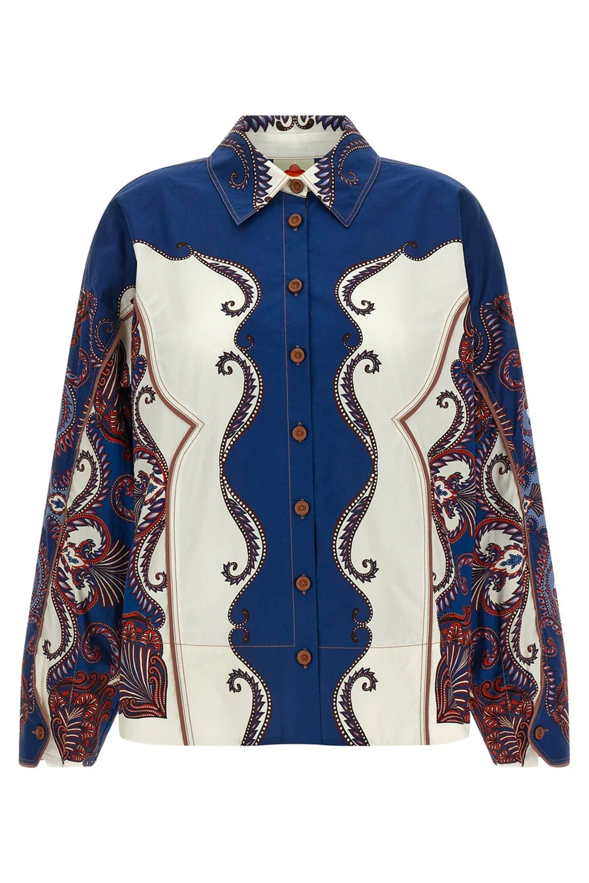 FARM RIO CAMICIA  BLU / XXS Arabesque scarf sand long sleeve shirt Farm Rio