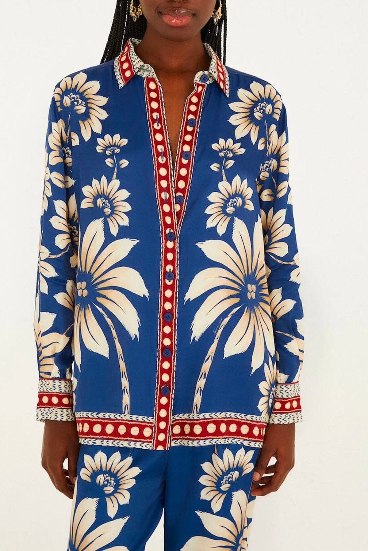 FARM RIO CAMICIA  Luna blue pajama shirt Farm Rio