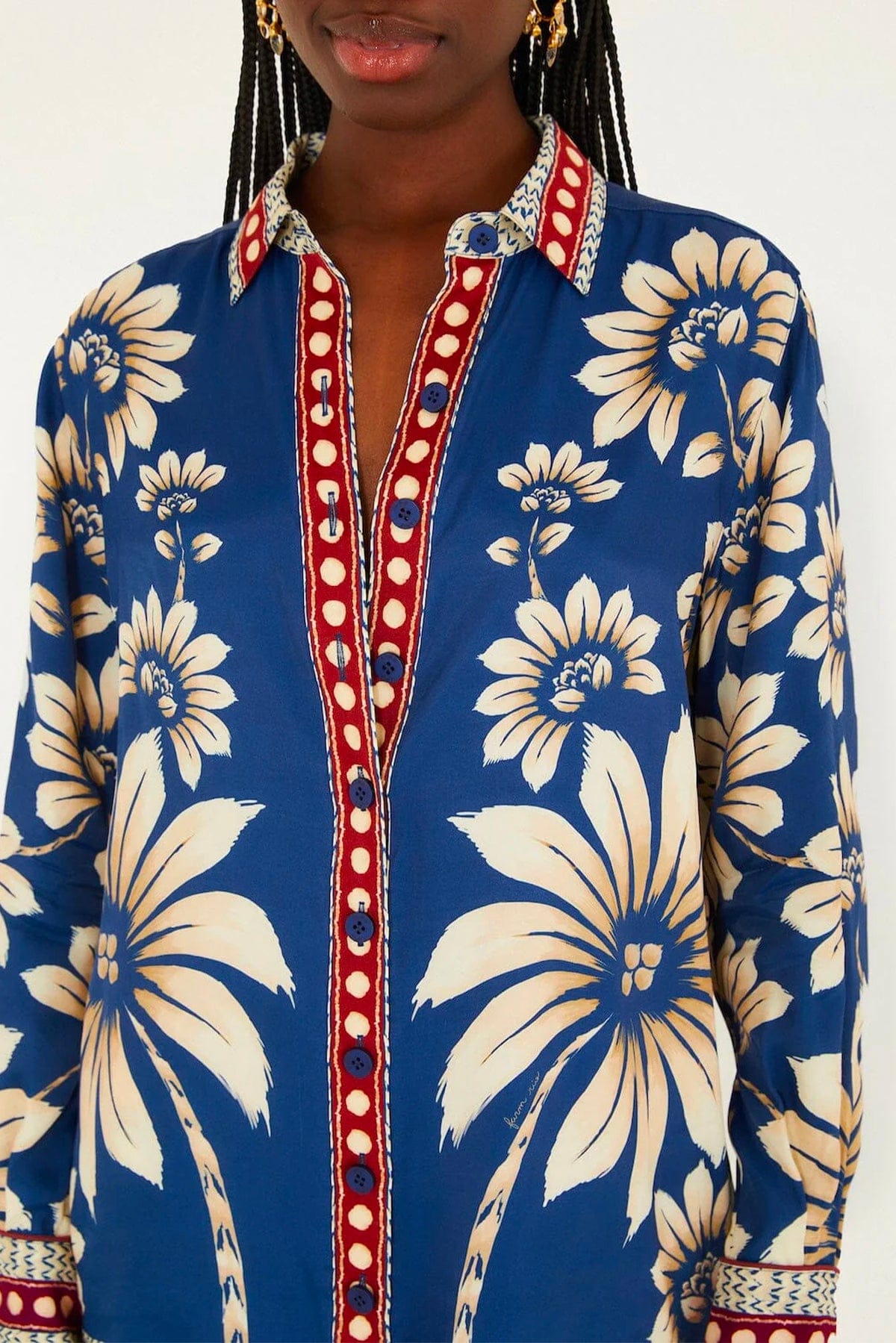 FARM RIO CAMICIA  Luna blue pajama shirt Farm Rio