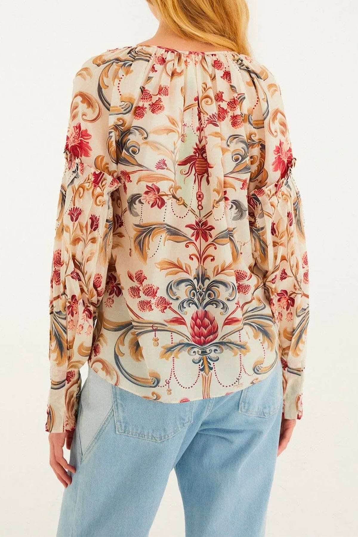 FARM RIO CAMICIA  FONDO BIANCO / XXS Royal garden sand blouse Farm Rio