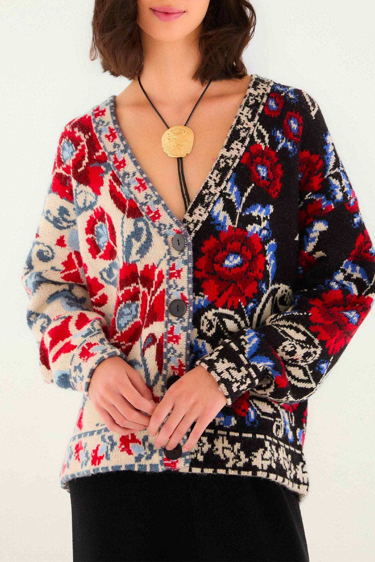 FARM RIO CARDIGAN  MULTICOLOR / XXS Cardigan in maglia over donna fiorato Farm Rio
