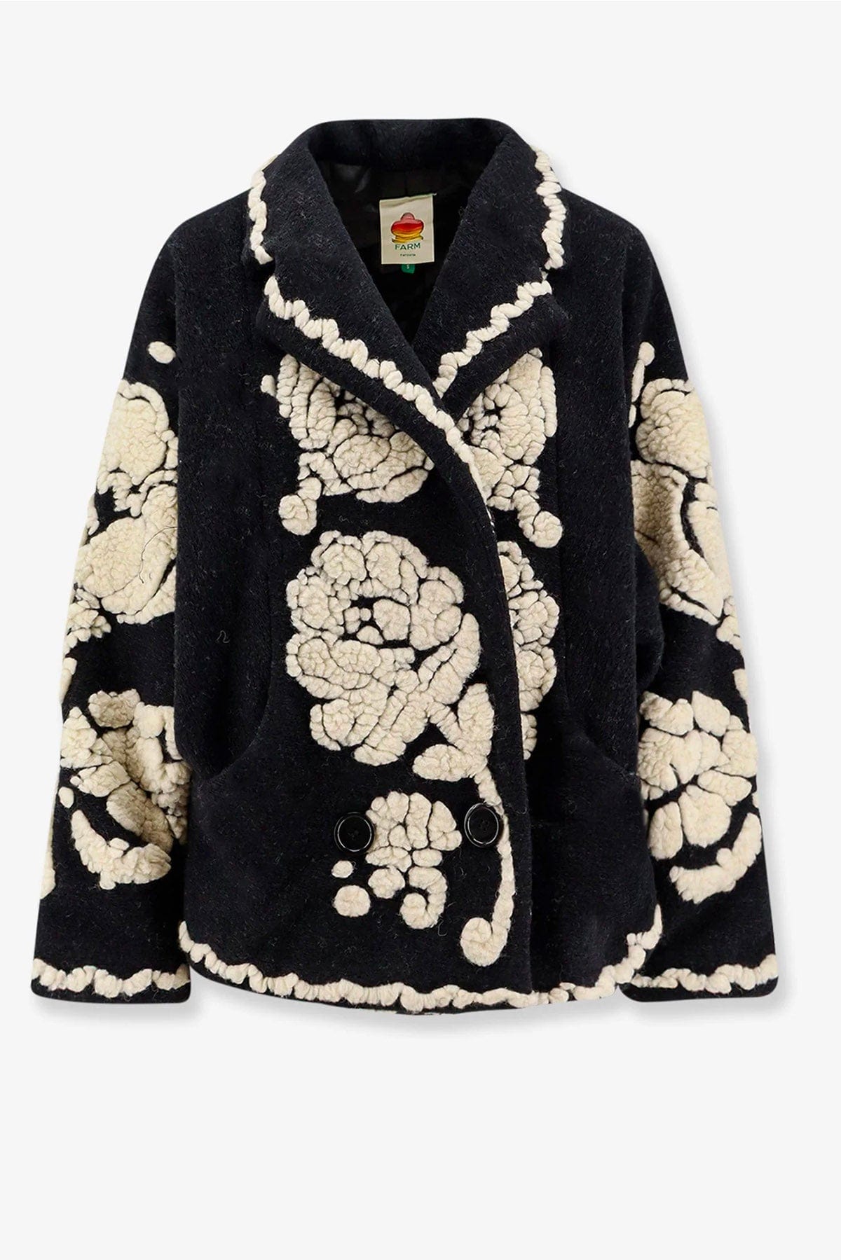 FARM RIO GIACCONE  FONDO NERO / XXS Giaccone in lana donna fantasia a fiori Farm Rio