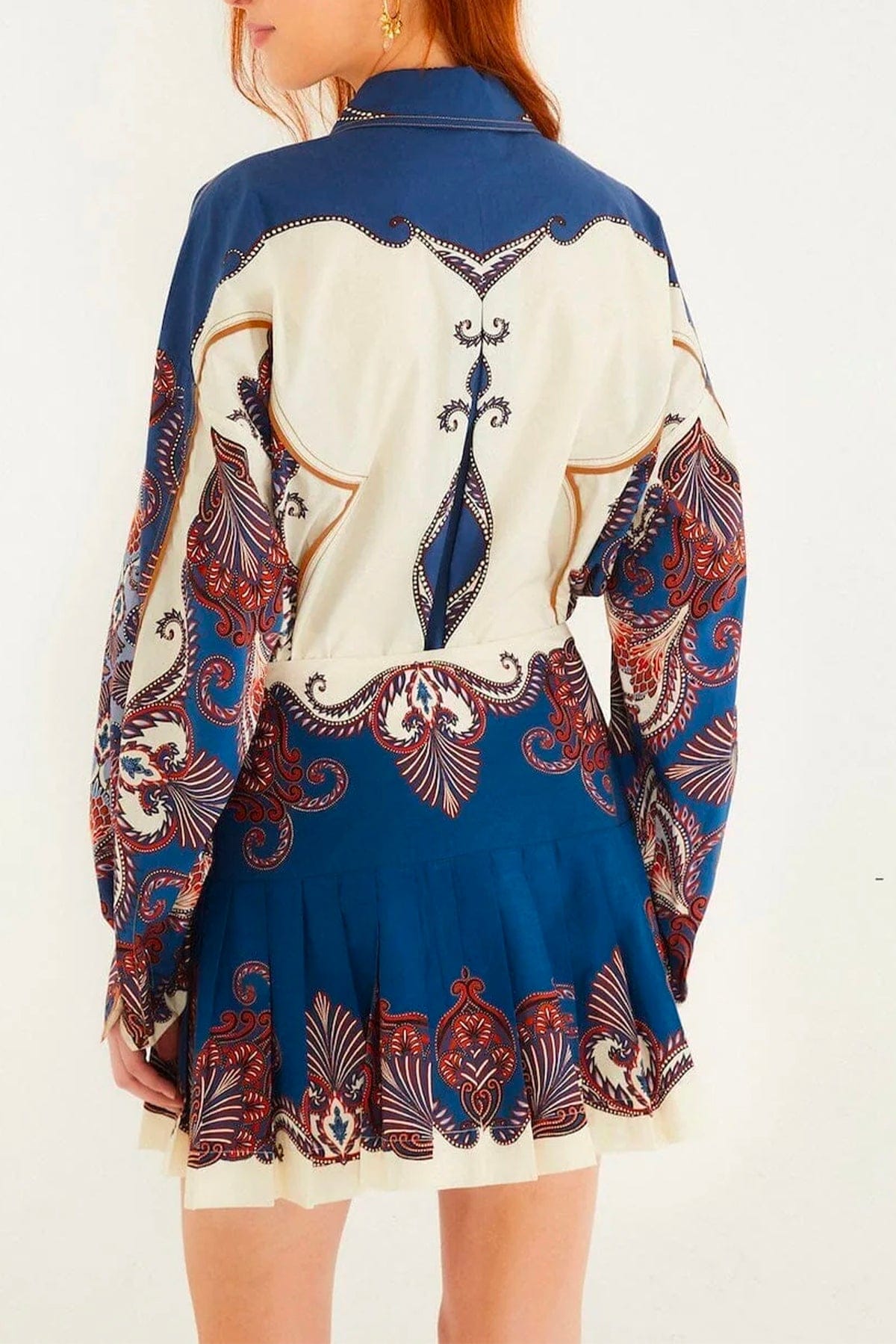 FARM RIO GONNA  Asabesque scarf blue mini skirt