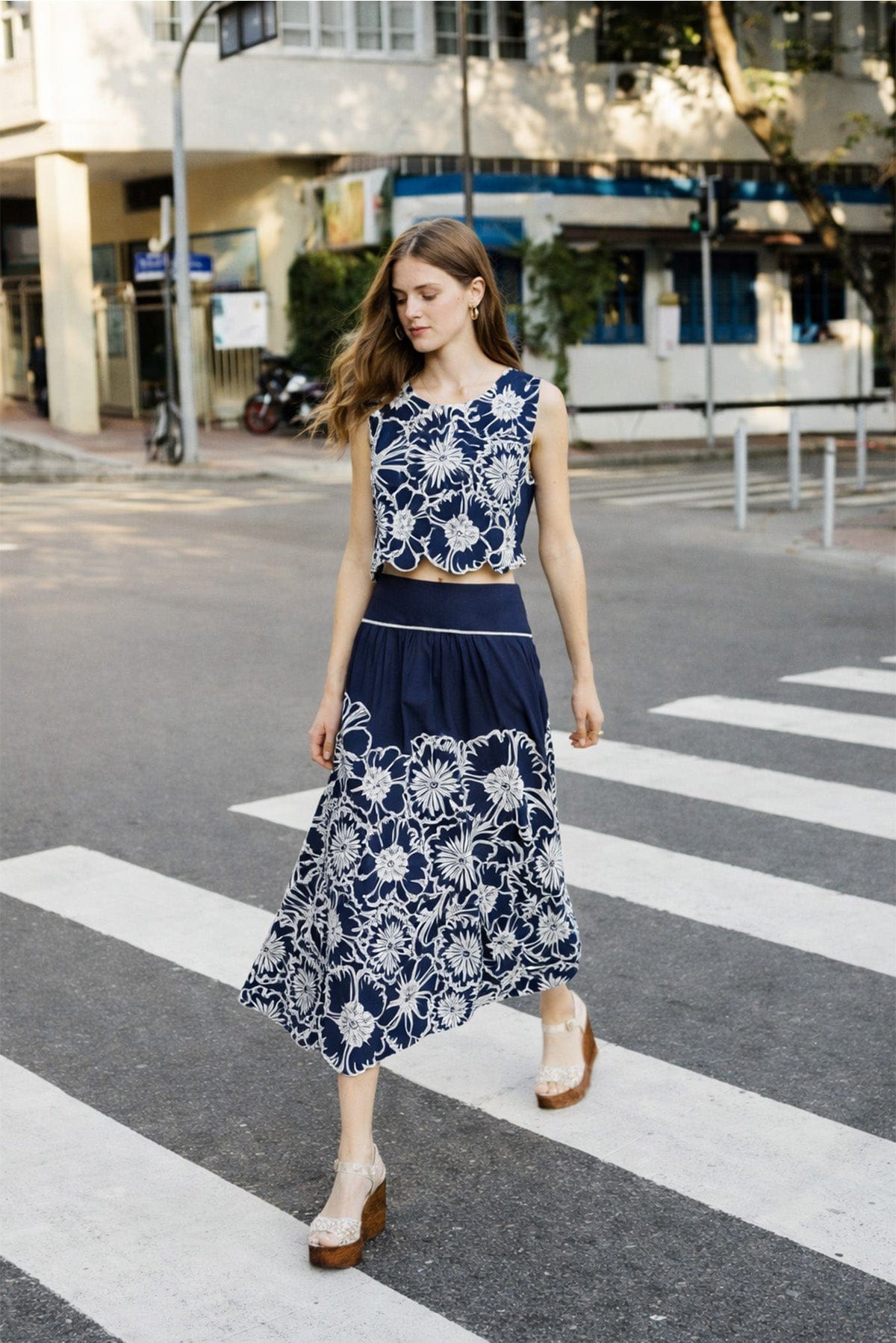 FARM RIO GONNA  BLUE / XXS Flowers richelieu blue skirt Farm Rio