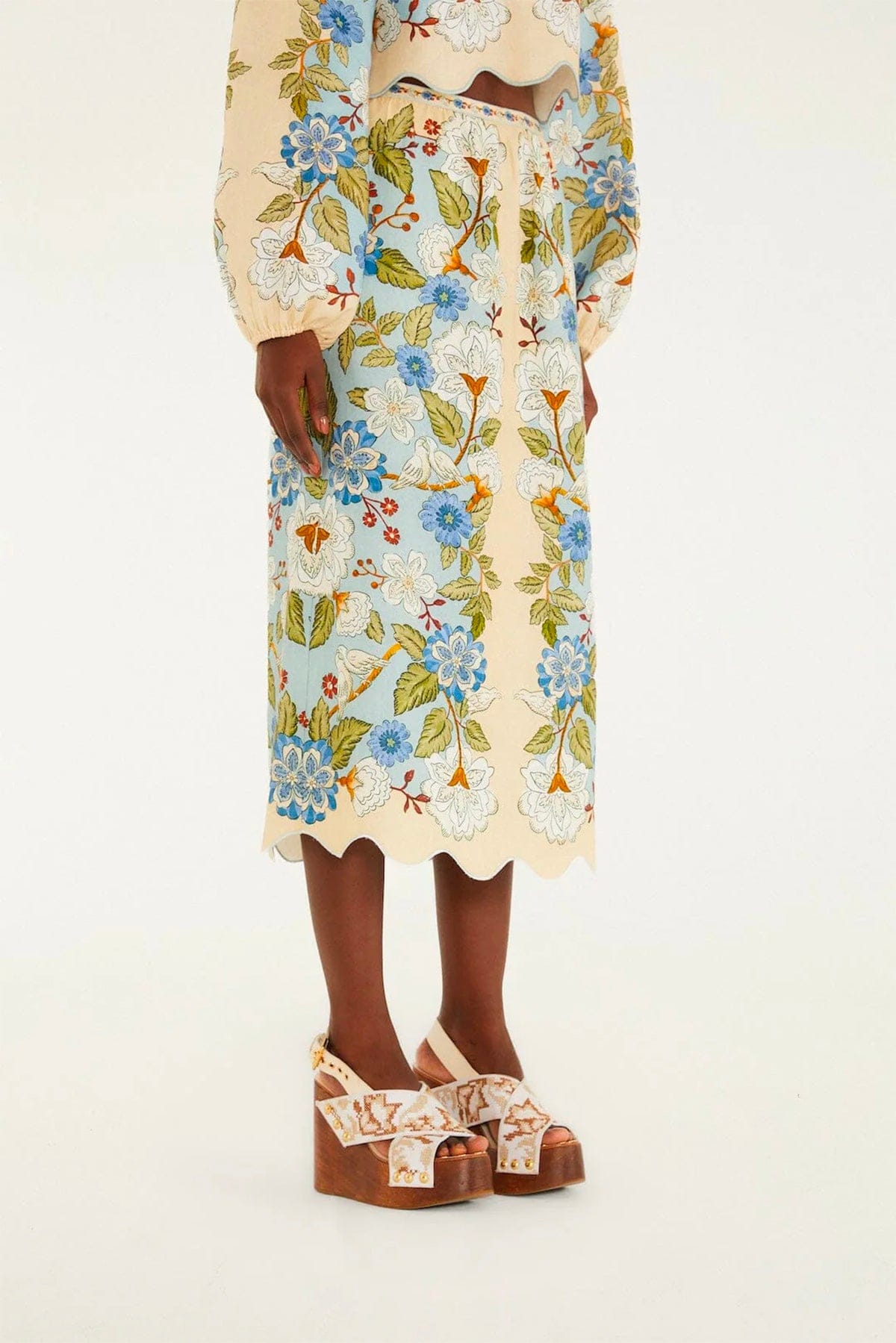 FARM RIO GONNA  Garden scarf blue midi skirt Farm Rio