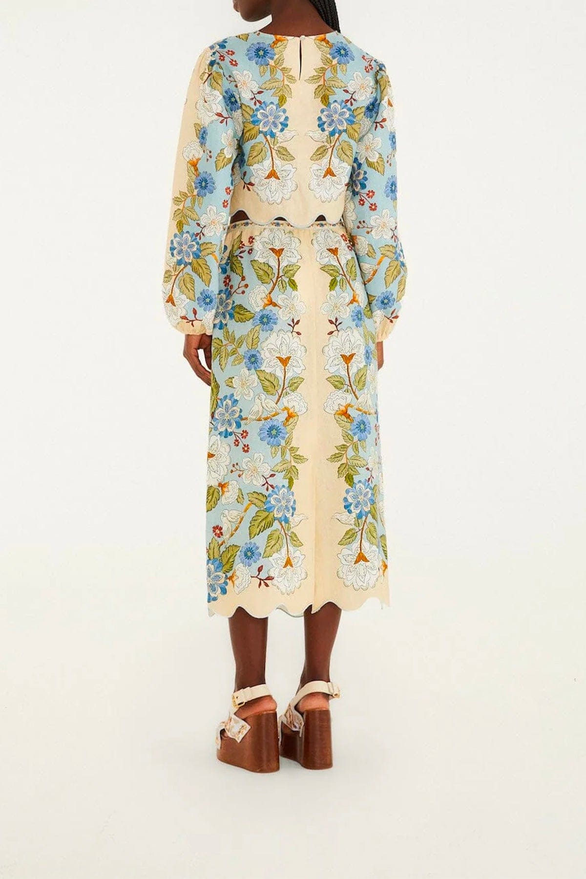 FARM RIO GONNA  Garden scarf blue midi skirt Farm Rio
