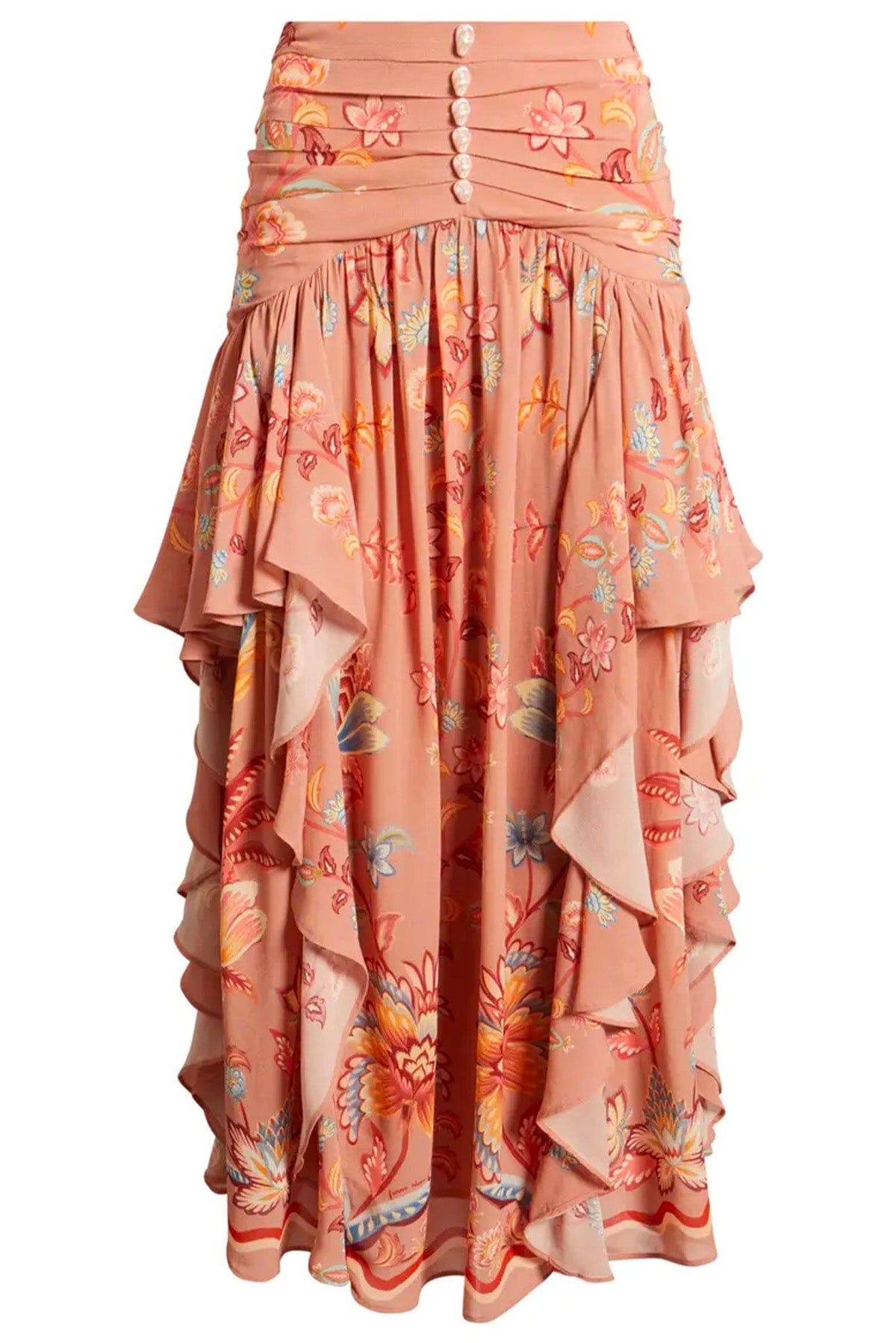 FARM RIO GONNA  Boho enchance mocha maxi ruffles skirt Farm Rio