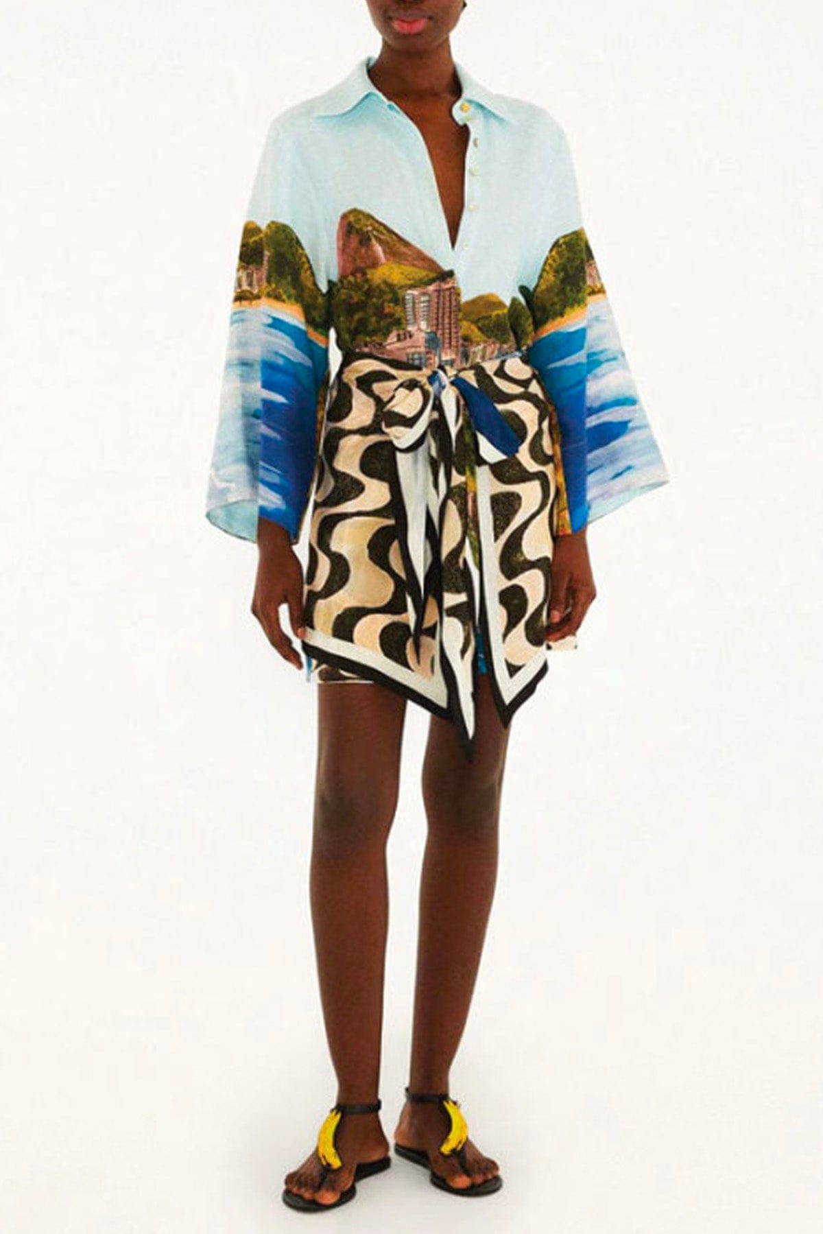 FARM RIO KIMONO Copacabana beach multicolor long sleeve kimono Farm Rio