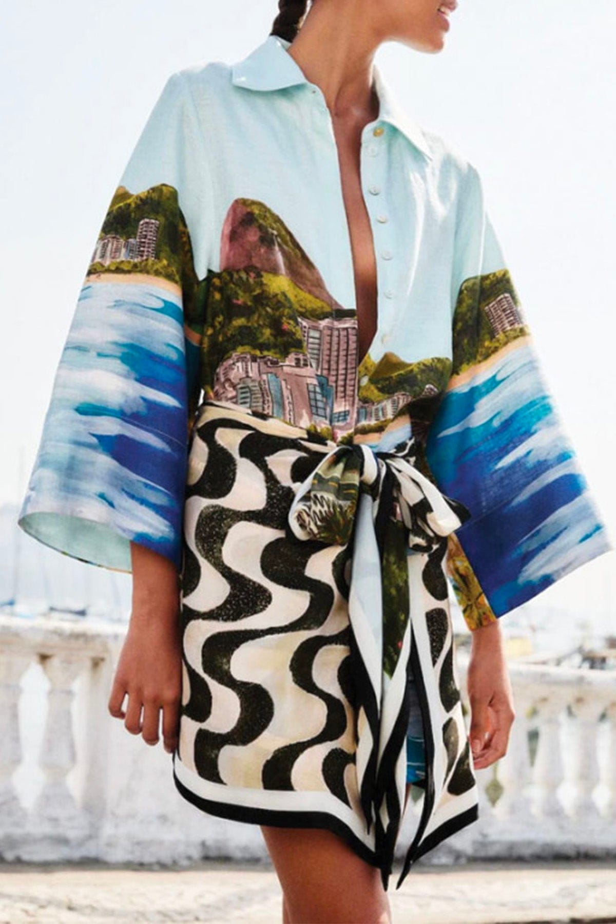 FARM RIO KIMONO MULTICOLOR / XXS Copacabana beach multicolor long sleeve kimono Farm Rio