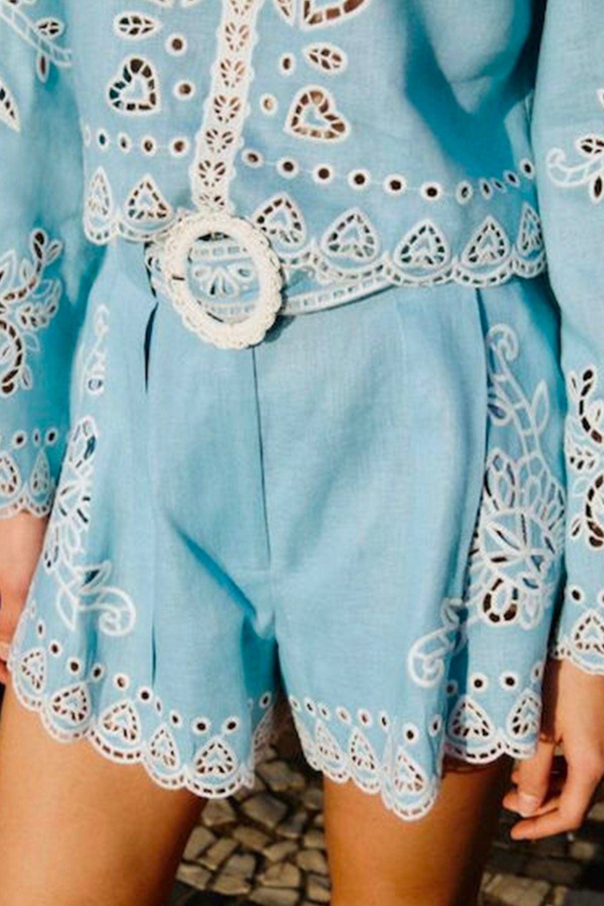FARM RIO PANTALONE CORTO  BLUE / XXS Romantic richelieu shorts farm Rio
