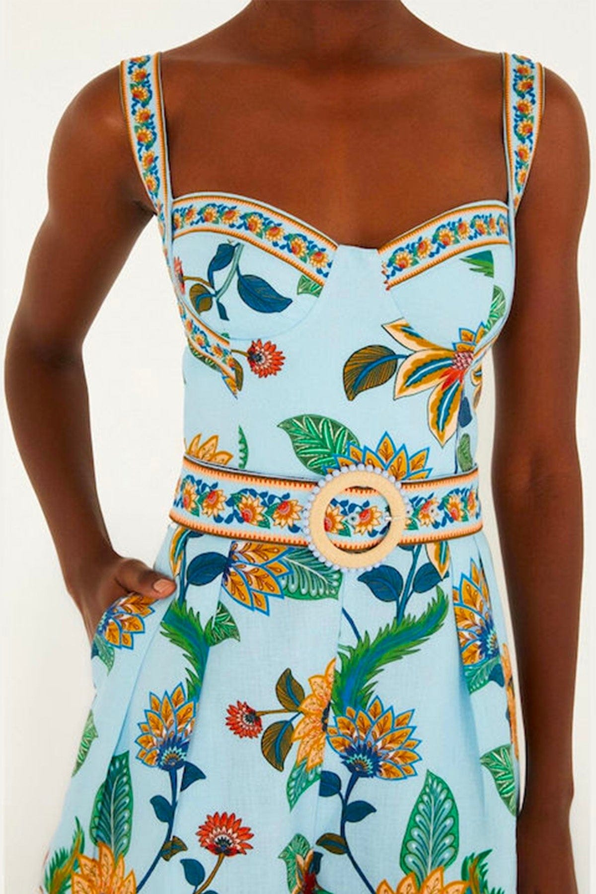 FARM RIO TUTA SALOPETTE  FLOREALE / XXS Floral delhi light blue romper Farm Rio