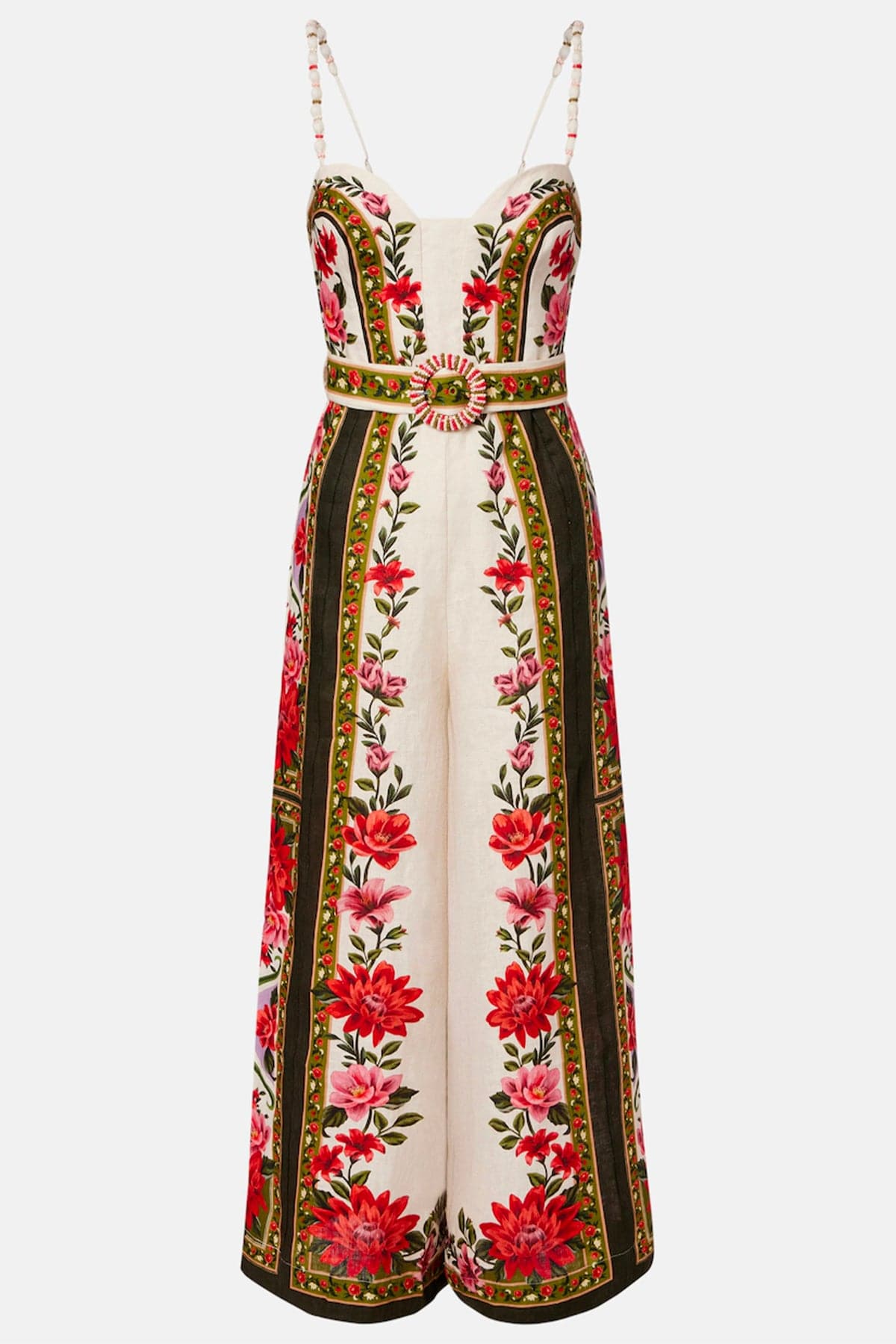 FARM RIO TUTA SALOPETTE  FLORAL PAULA BLACK / XXS Wonder rio sand sleeveless maxi jumpsuit Farm Rio