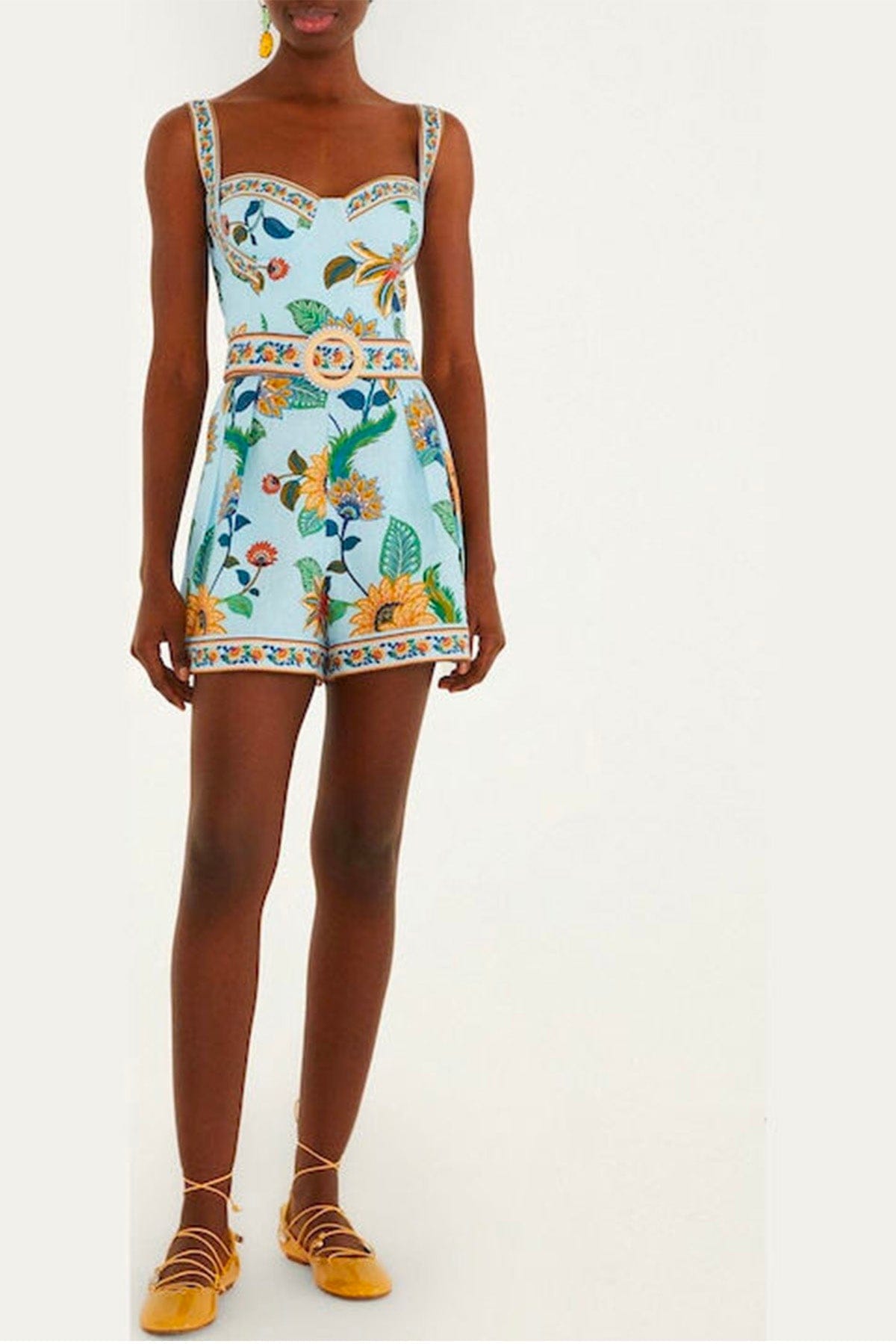 FARM RIO TUTA SALOPETTE  FLOREALE / XXS Floral delhi light blue romper Farm Rio