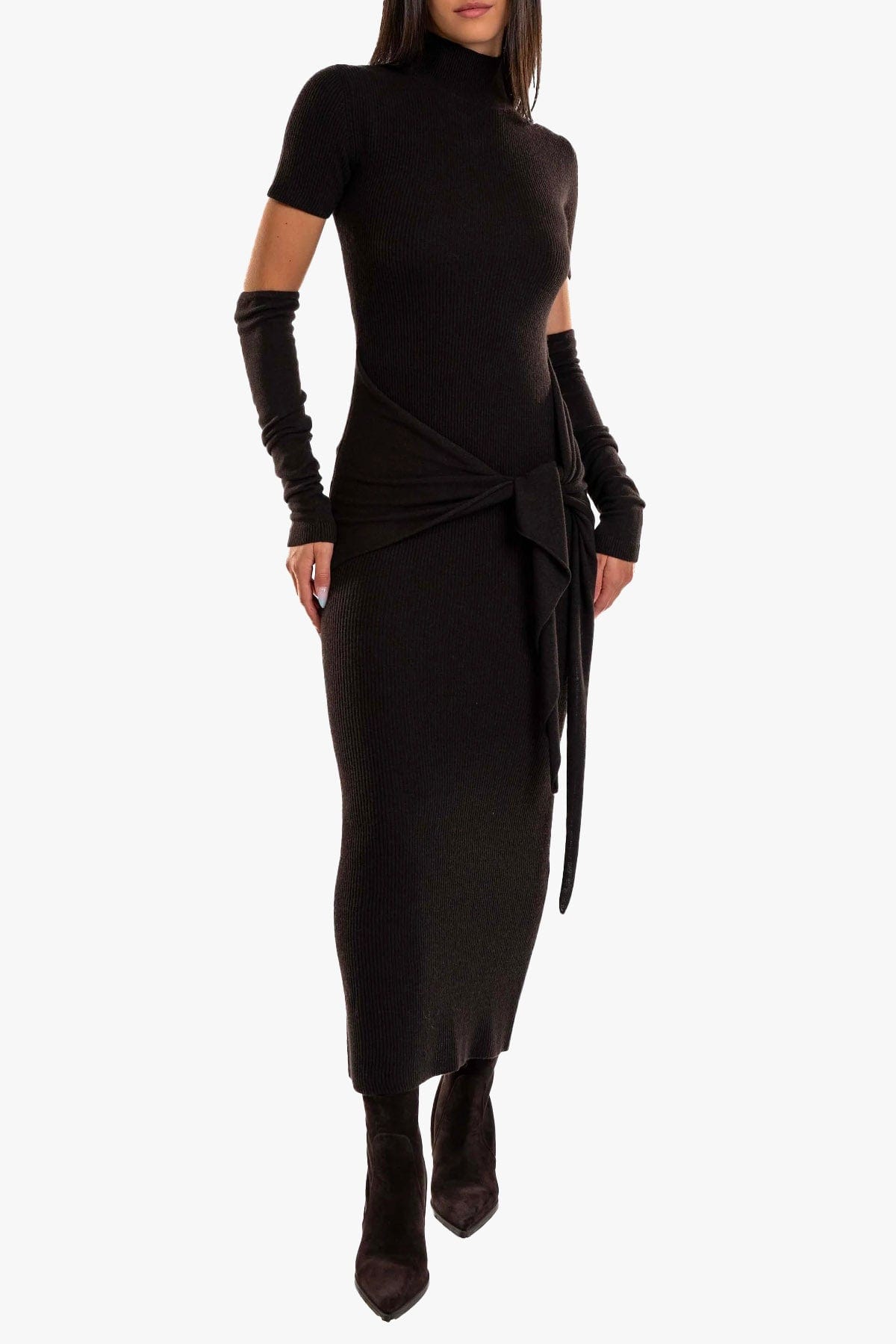 FEDERICA TOSI ABITO  GRIGIO ANTRACITE / 36 Abito lungo in maglia con Manicotti Federica Tosi