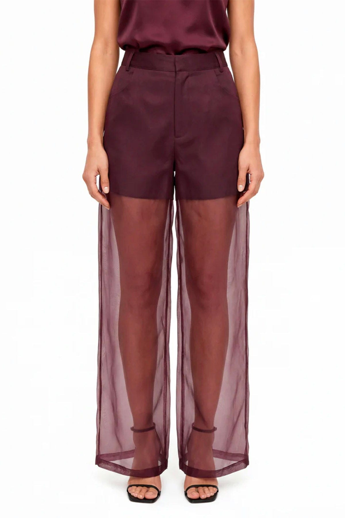 FEDERICA TOSI PANTALONE LUNGO  MELANZANA / 36 Pantalone 5 tasche in organza di seta Federica Tosi