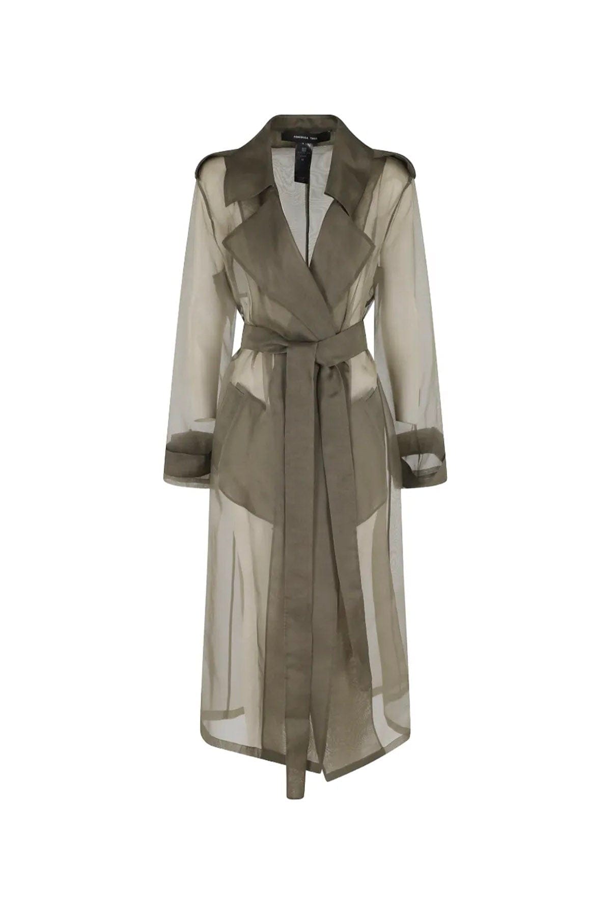 FEDERICA TOSI SOPRABITO VERDE MILITARE / 36 Trench in organza di seta Federica Tosi