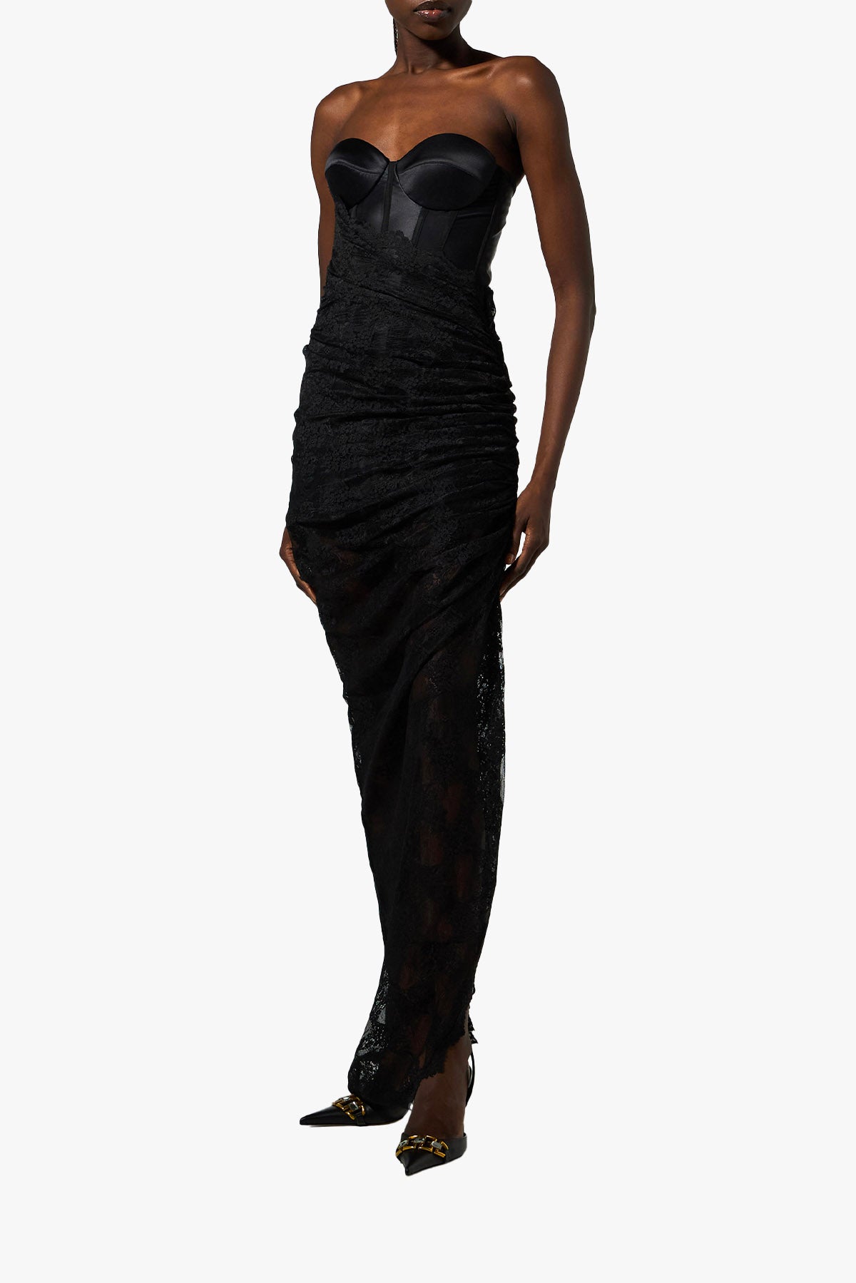 GIUSEPPE DI MORABITO ABITO  NERO / 36 Abito lungo in pizzo con bustier nero Giuseppe di Morabito