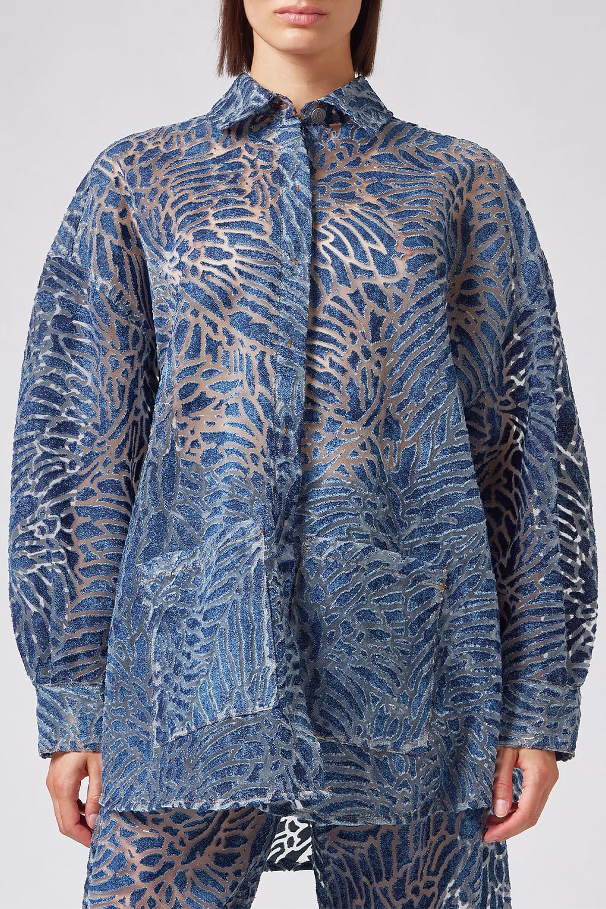 GIUSEPPE DI MORABITO CAMICIA  BLU DENIM / XS Camicia effetto denim over Giuseppe di Morabito