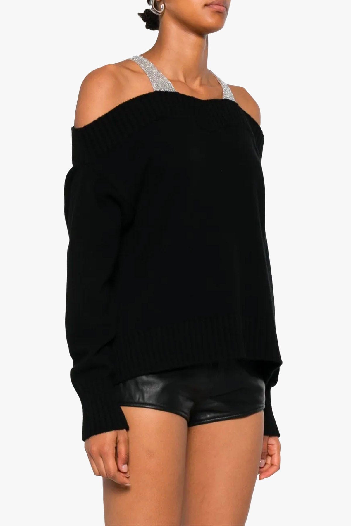 GIUSEPPE DI MORABITO MAGLIA-CANOTTIERA-TOP  Maglia spalle scoperte donna nera Giuseppe di Morabito