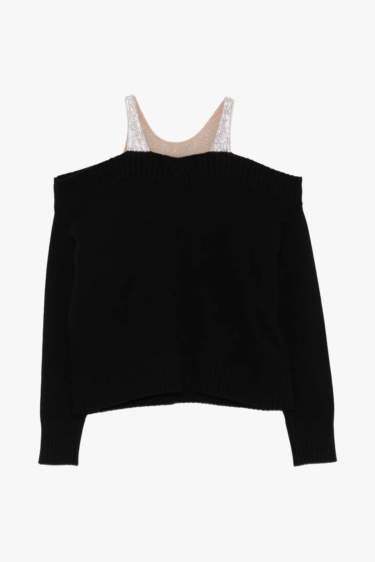 GIUSEPPE DI MORABITO MAGLIA-CANOTTIERA-TOP  NERO / ARGENTO / XS Maglia spalle scoperte donna nera Giuseppe di Morabito