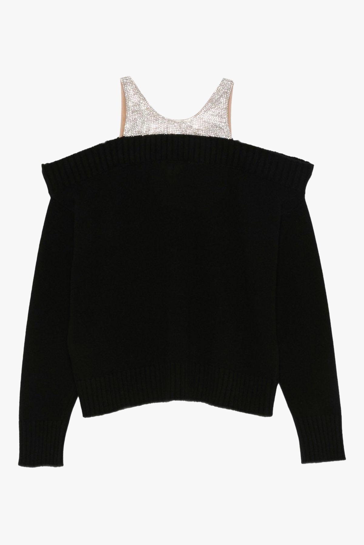 GIUSEPPE DI MORABITO MAGLIA-CANOTTIERA-TOP  NERO / ARGENTO / XS Maglia spalle scoperte donna nera Giuseppe di Morabito