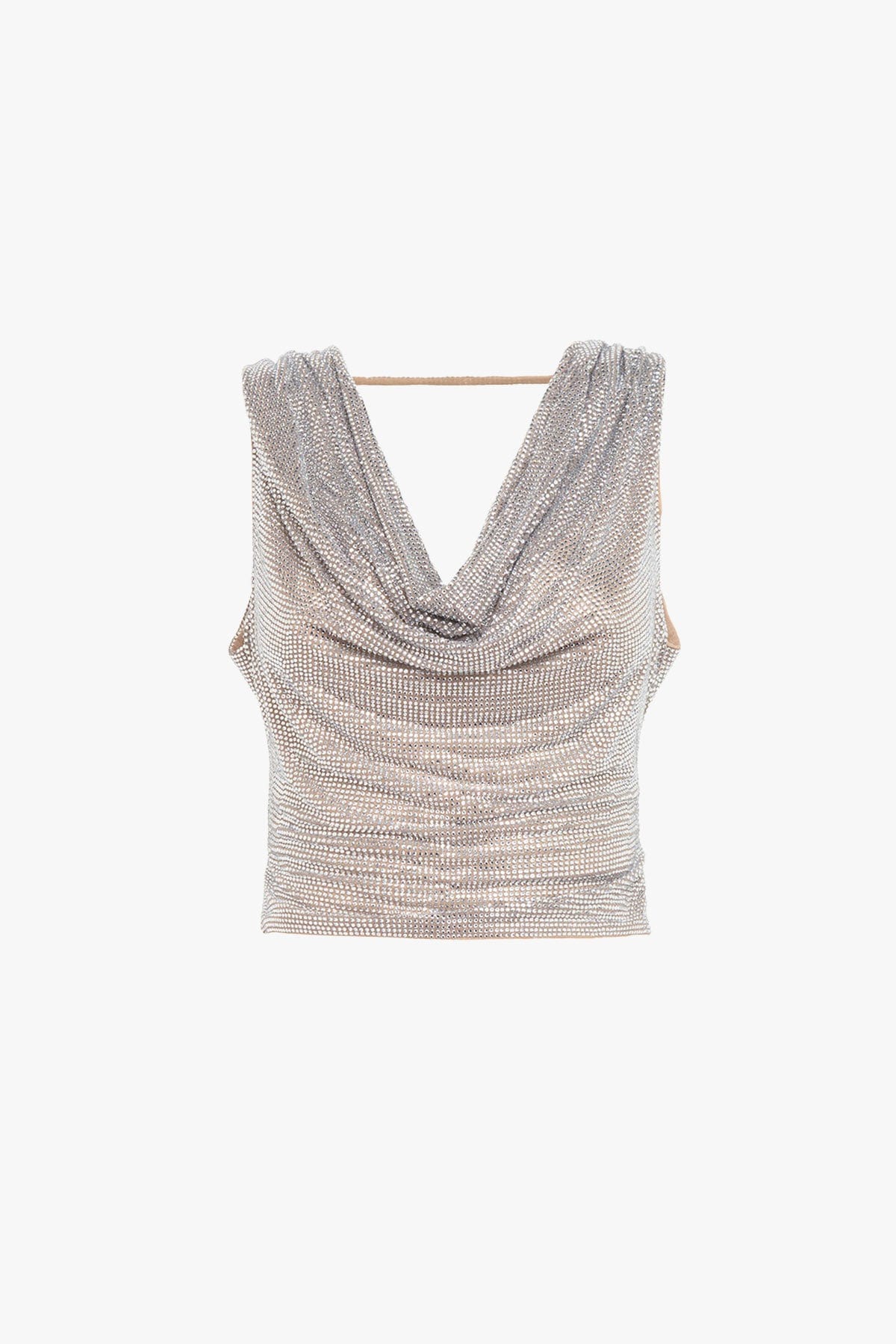 GIUSEPPE DI MORABITO TOP-CANOTTIERA IN TES.  ARGENTO / 36 Top argentato crop Giuseppe di Morabito