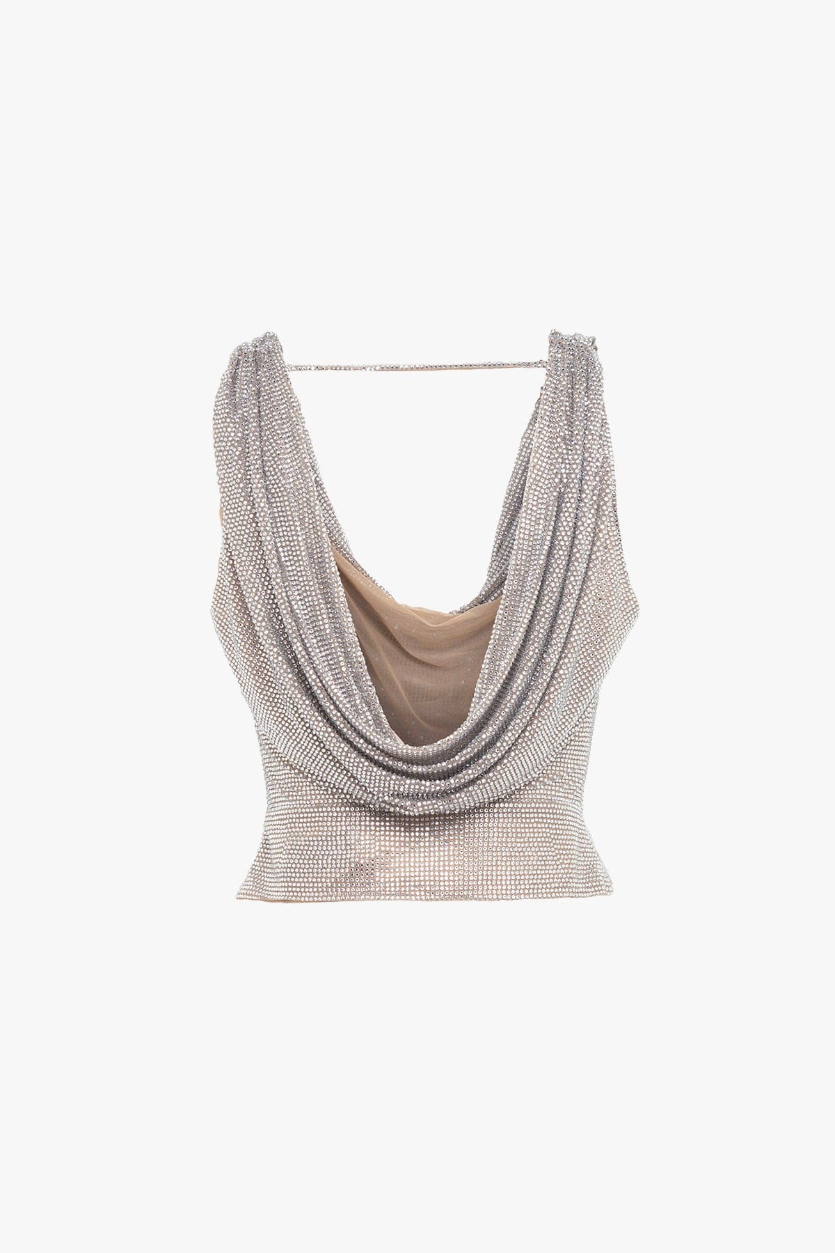 GIUSEPPE DI MORABITO TOP-CANOTTIERA IN TES.  ARGENTO / 36 Top argentato crop Giuseppe di Morabito