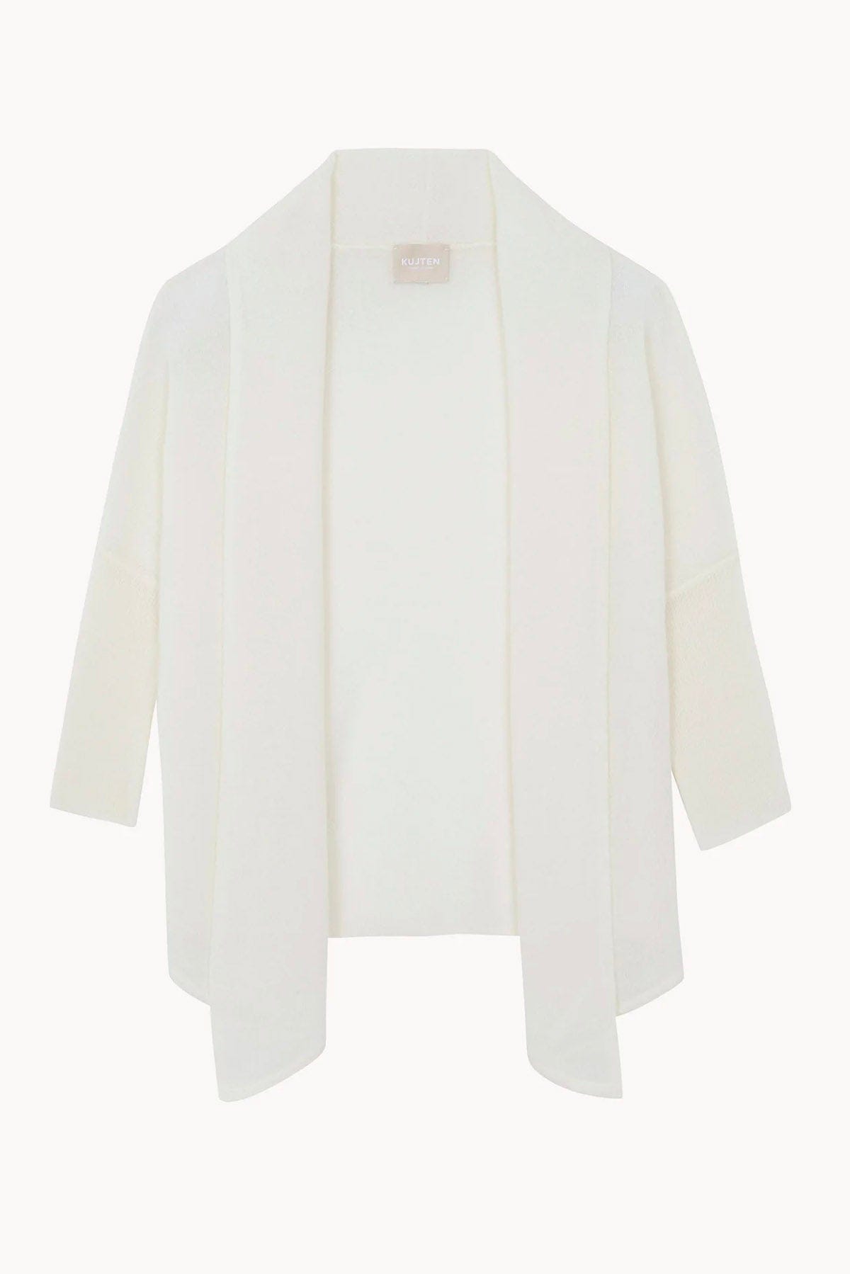 KUJTEN CARDIGAN  BIANCO / T1 Cardigan bianco donna in cashmere Kujten Louka