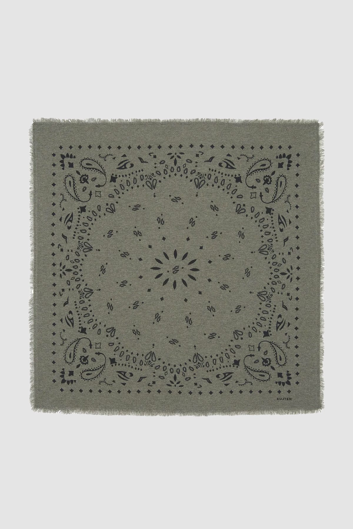 KUJTEN FOULARD-SCIARPA-NASTRO  KAKI / UNICA Foulard bandana in cashmere Kujten Hachiko