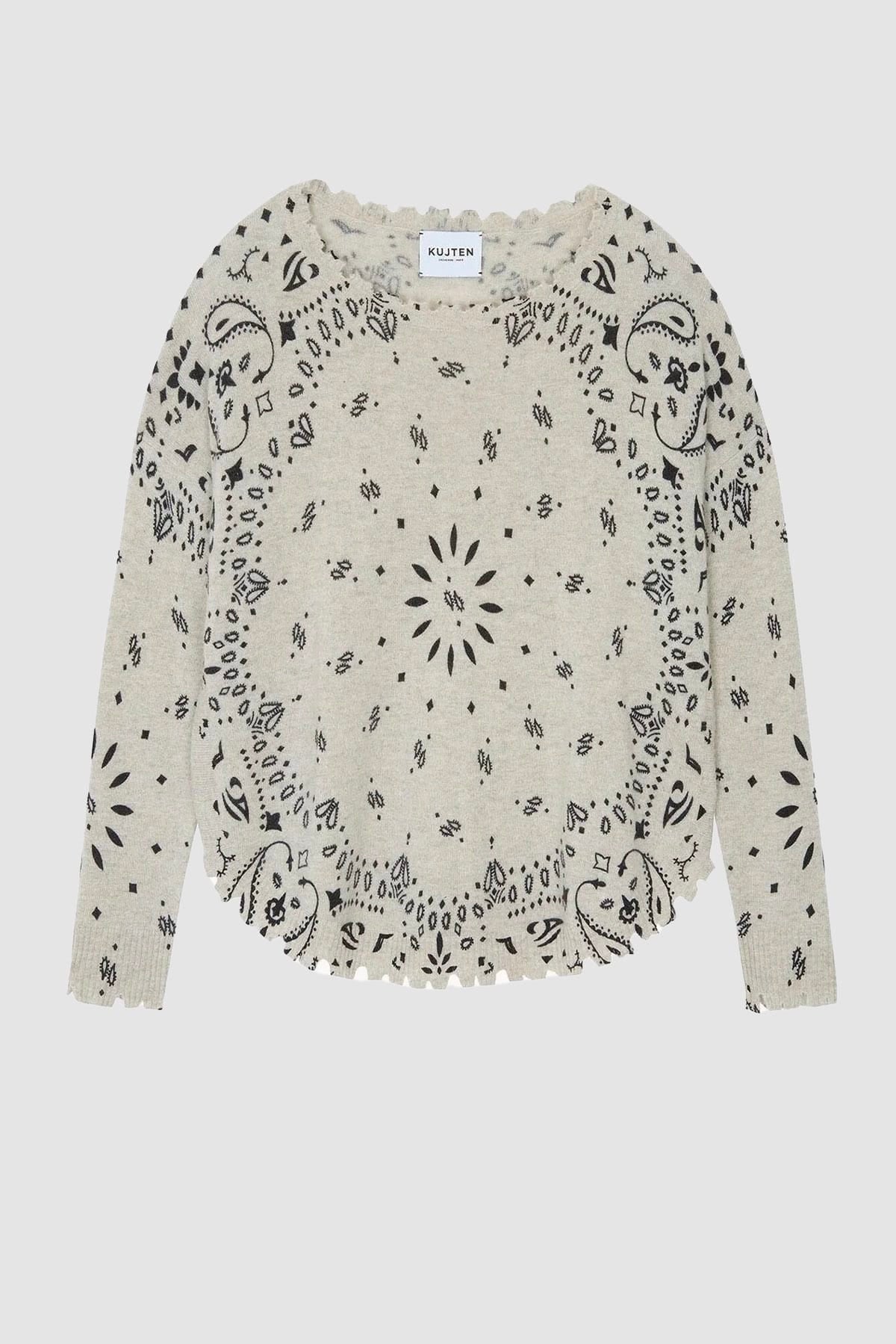 KUJTEN MAGLIA-CANOTTIERA-TOP  AVOINE / T1 Maglia in cashmere donna Kujten Mela Bandana