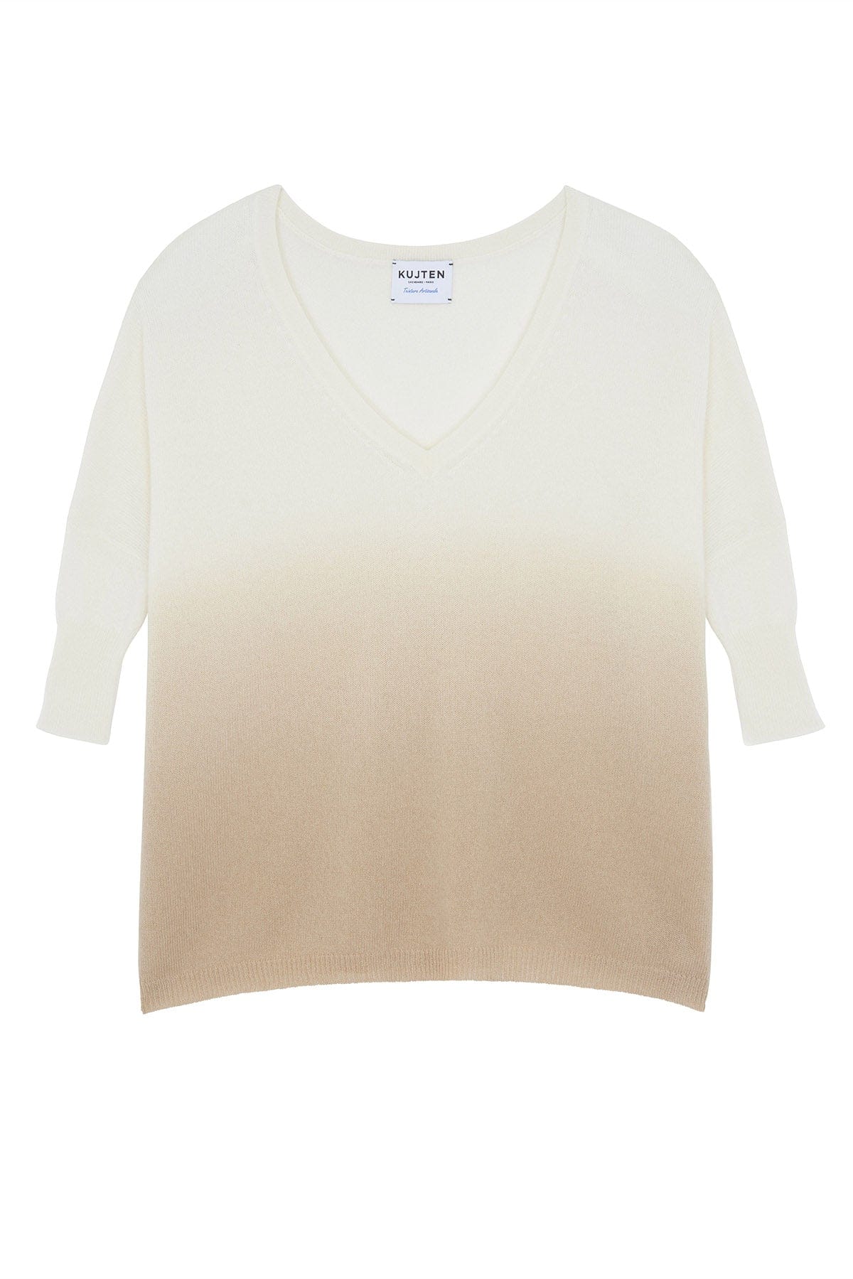 KUJTEN MAGLIA-CANOTTIERA-TOP  BIANCO / NATURALE / UNICA Maglia in cashmere dona sfumata Kunjet Minie Dye