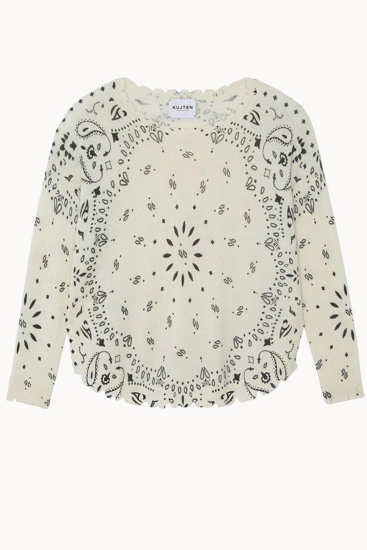 KUJTEN MAGLIA-CANOTTIERA-TOP  BIANCO / T1 Maglia in cashmere donna Kujten Mela Bandana