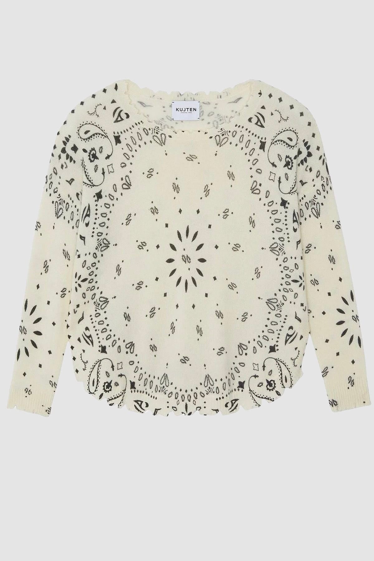 KUJTEN MAGLIA-CANOTTIERA-TOP  BLANC / T1 Maglia in cashmere donna Kujten Mela Bandana