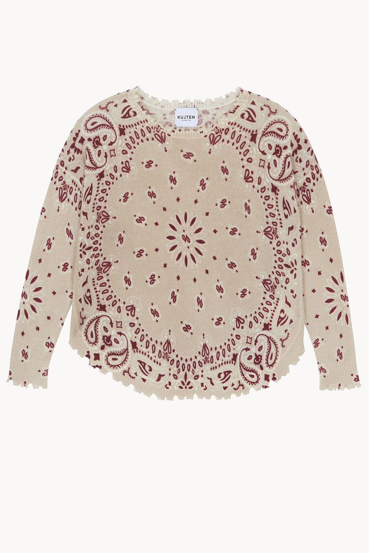 KUJTEN MAGLIA-CANOTTIERA-TOP  CHIARO / T1 Maglia in cashmere donna Kujten Mela Bandana Bico