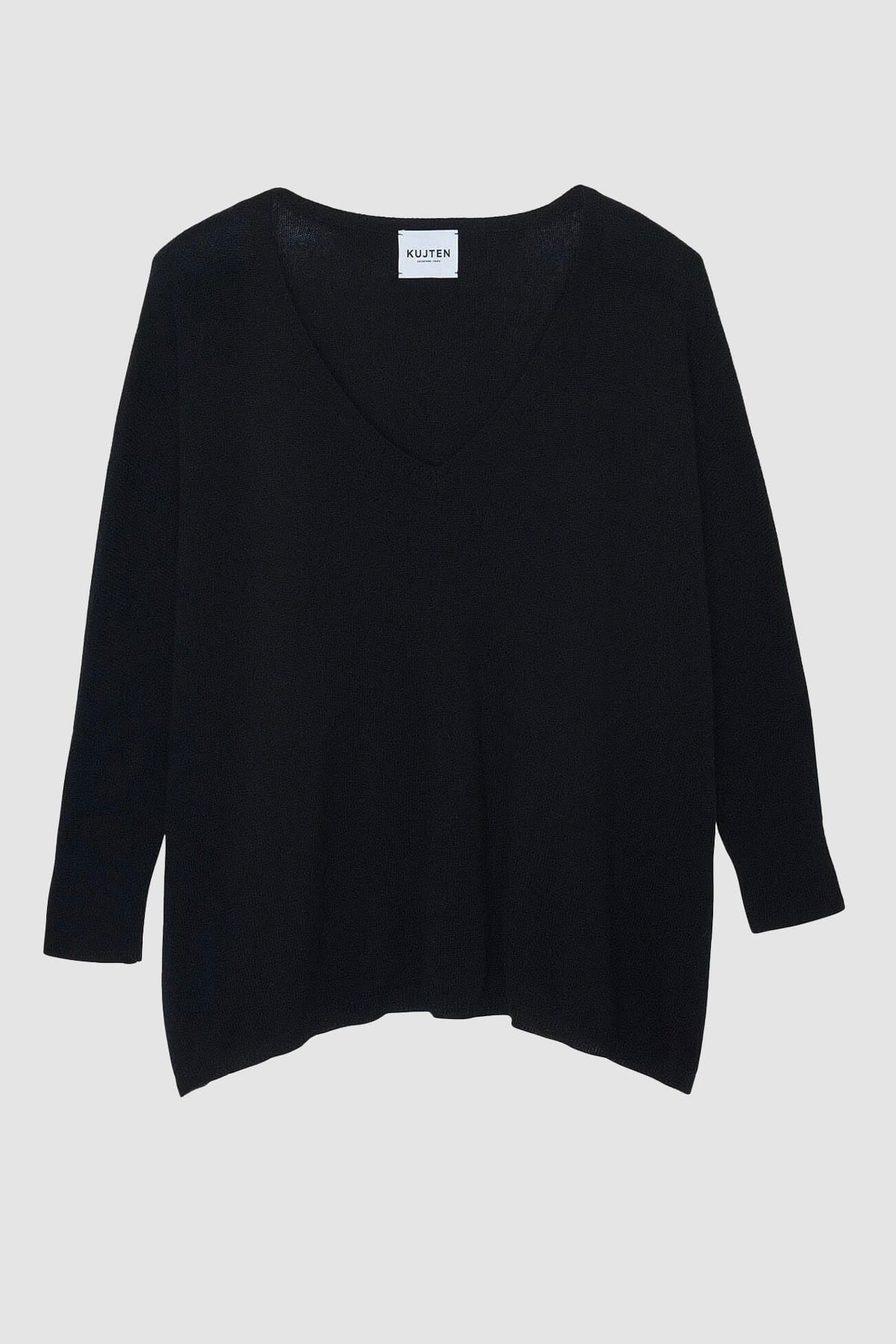 KUJTEN MAGLIA-CANOTTIERA-TOP  NERO / UNICA Maglia over in cahsmere donna Kujten Minie