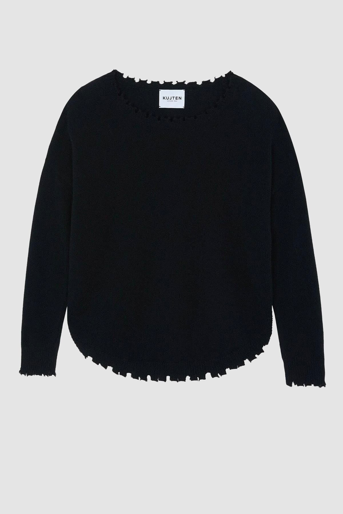 KUJTEN MAGLIA-CANOTTIERA-TOP  NOIR / T1 Maglia in cashmere donna Kujten Mela tinta unita