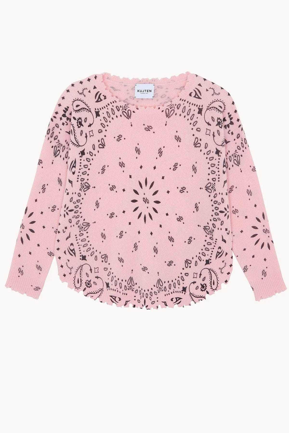 KUJTEN MAGLIA-CANOTTIERA-TOP  ROSA / T1 Maglia in cashmere donna Kujten Mela Bandana