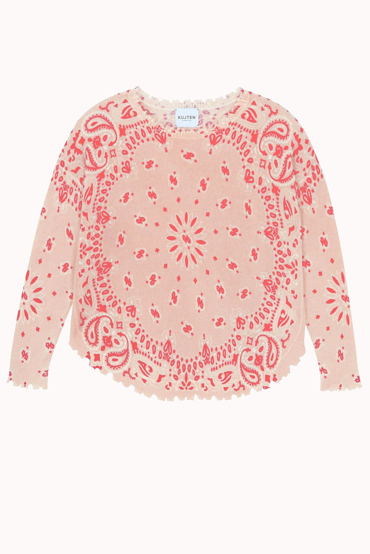 KUJTEN MAGLIA-CANOTTIERA-TOP  ROSA / T1 Maglia in cashmere donna Kujten Mela Bandana Bico