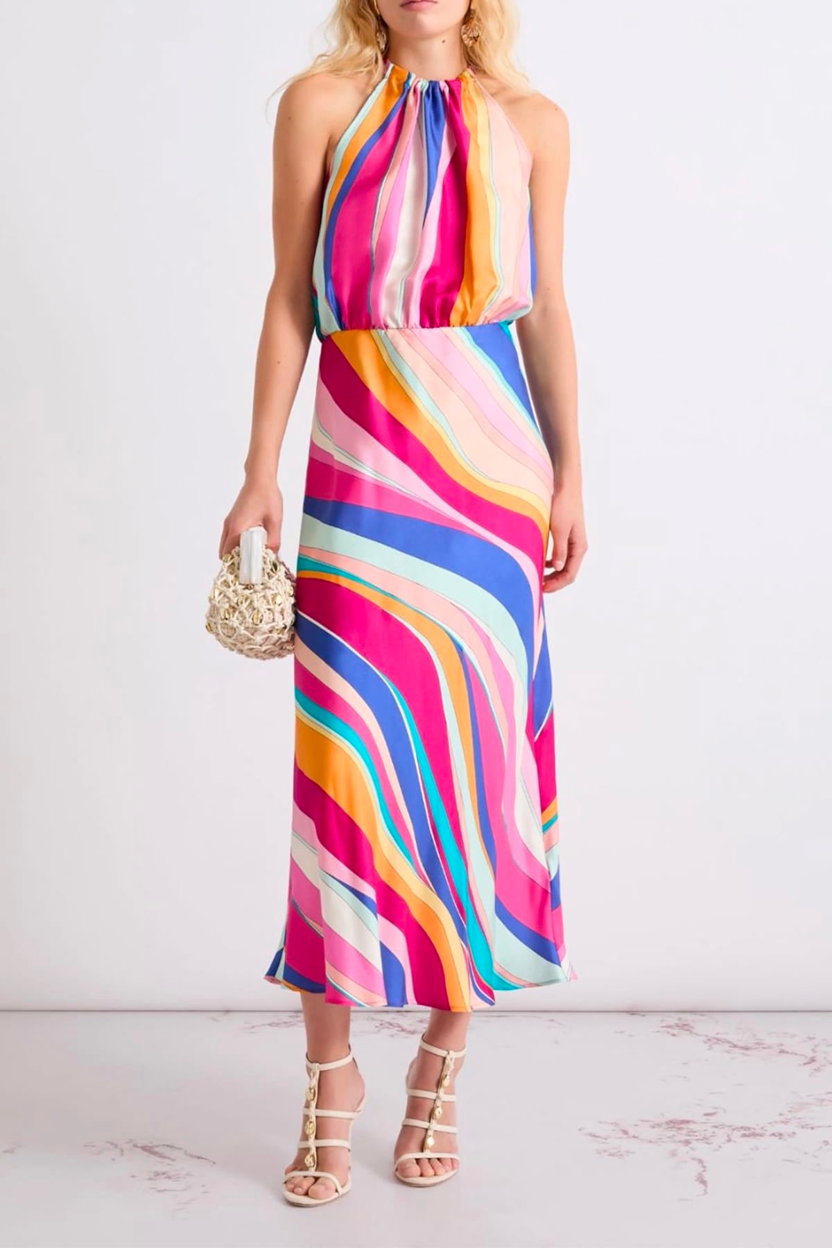 MARELLA ABITO  RIGATO MULTICOLOR / 34 Abito lungo in seta donna Marella Mllquiete