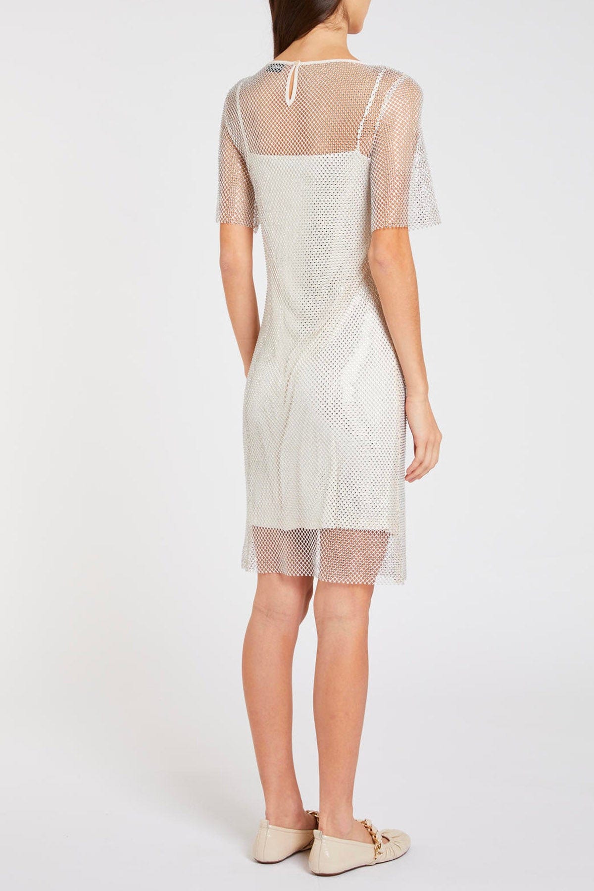 MARELLA ABITO/TUTA IN JERSEY  BIANCO GESSO / XXS Abito in rete con dettaglio strass Marella Ninfa