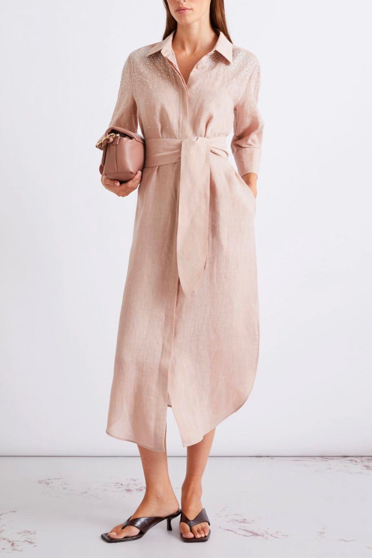 MARELLA ABITO  Vestito in lino donna Rosa cipria Marella Calle